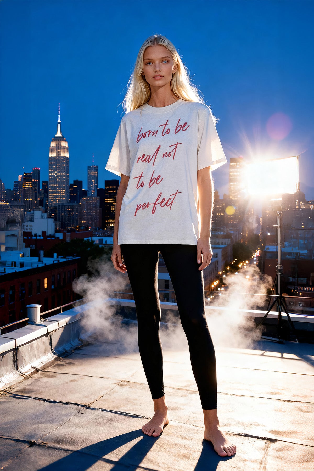 Eden Ashram Born To Be Real Not To Be Perfect Faded Rocker T-Shirt