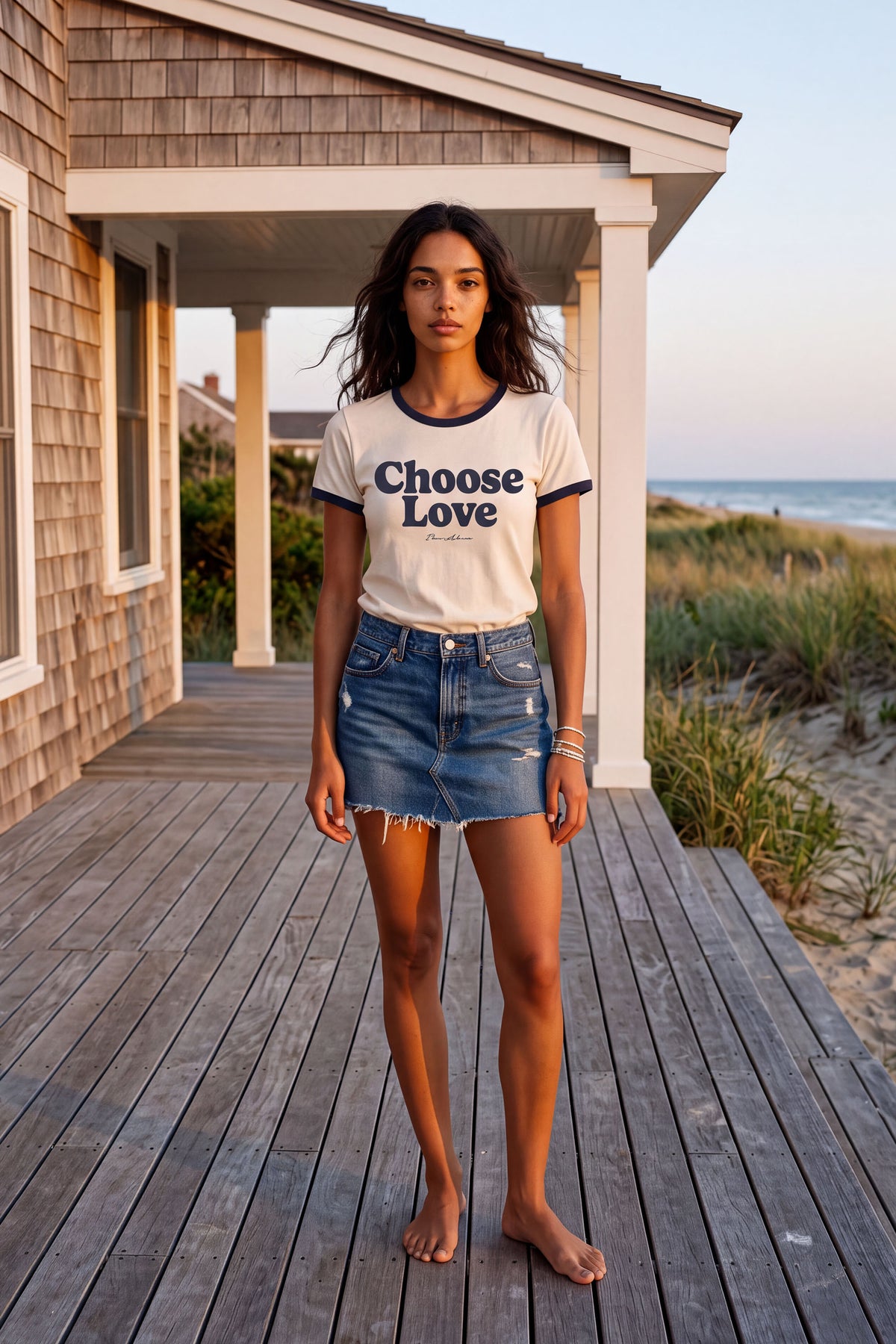 Eden Ashram Choose Love Premium Organic Ringer T-Shirt