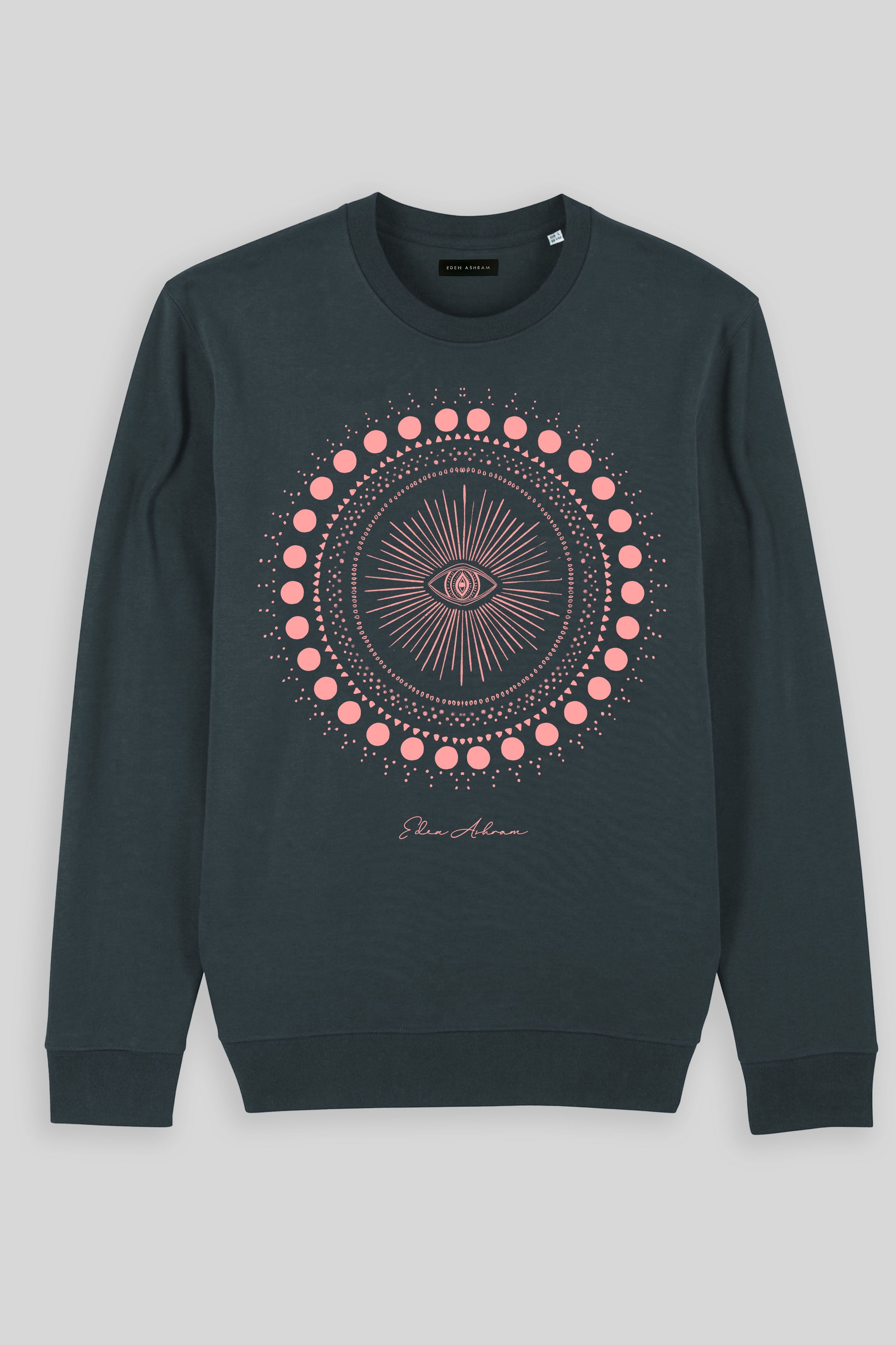 Eden Ashram Cosmic Eye Mandala Iconic Sweatshirt India Ink Grey