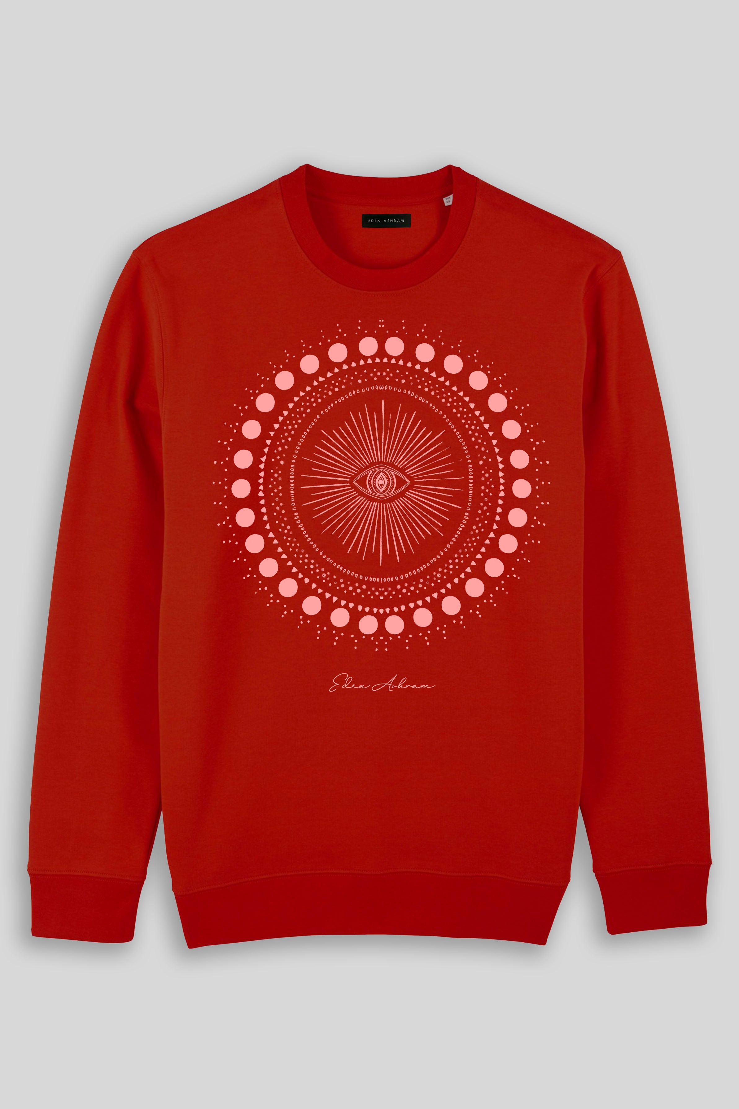 Eden Ashram Cosmic Eye Mandala Iconic Sweatshirt Red