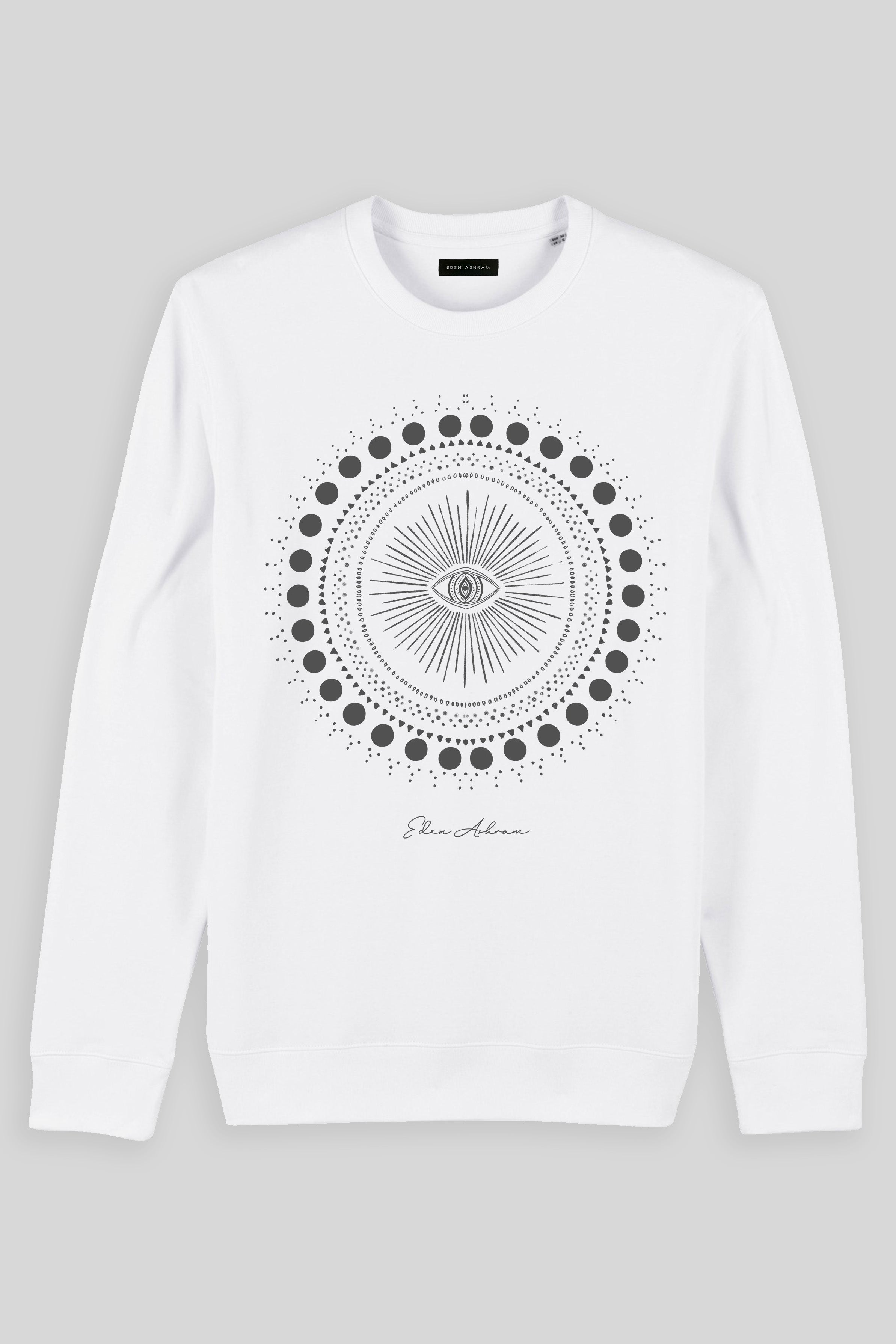 Eden Ashram Cosmic Eye Mandala Iconic Sweatshirt White