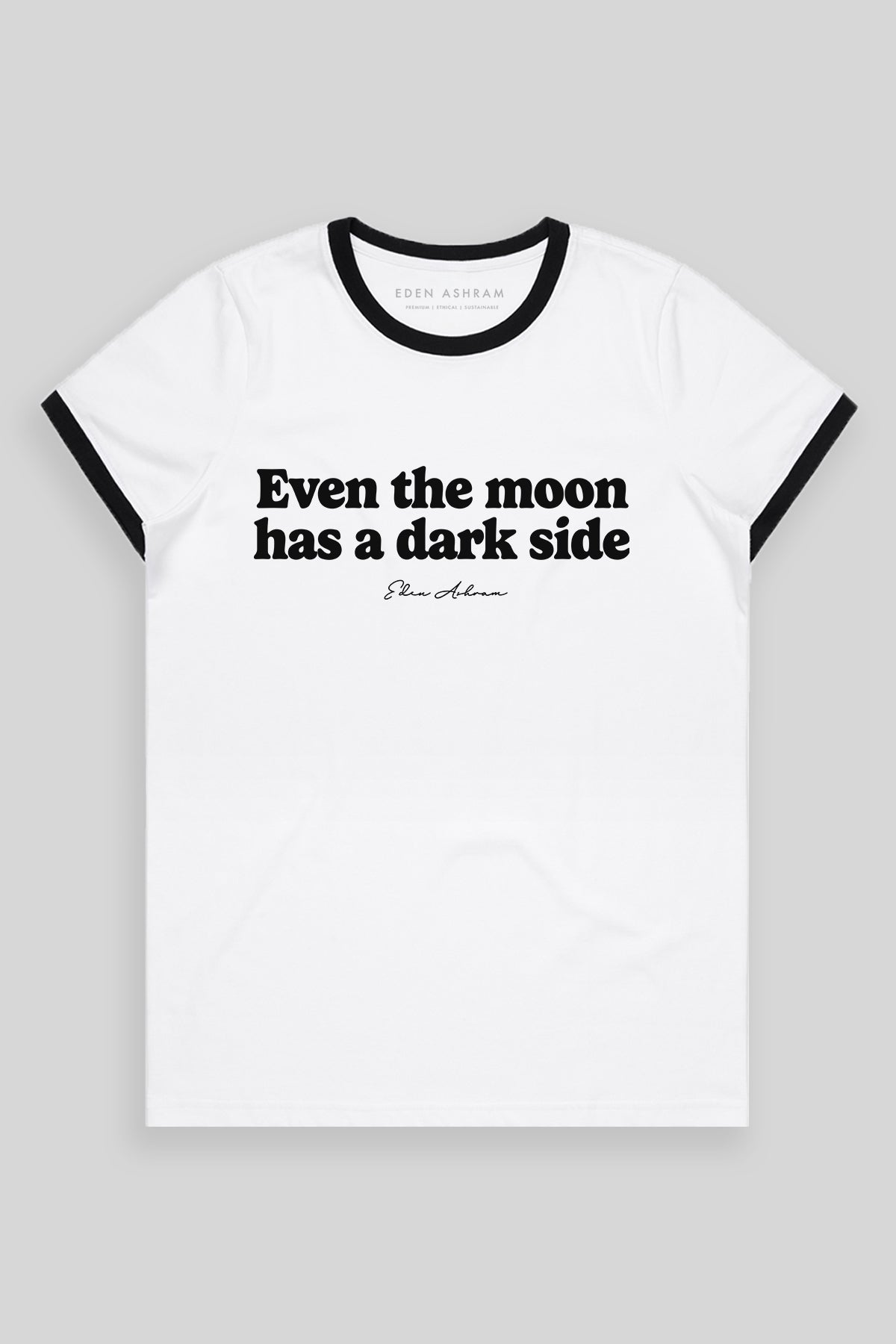 Eden Ashram Even The Moon Has A Dark Side Classic Ringer T-Shirt Black