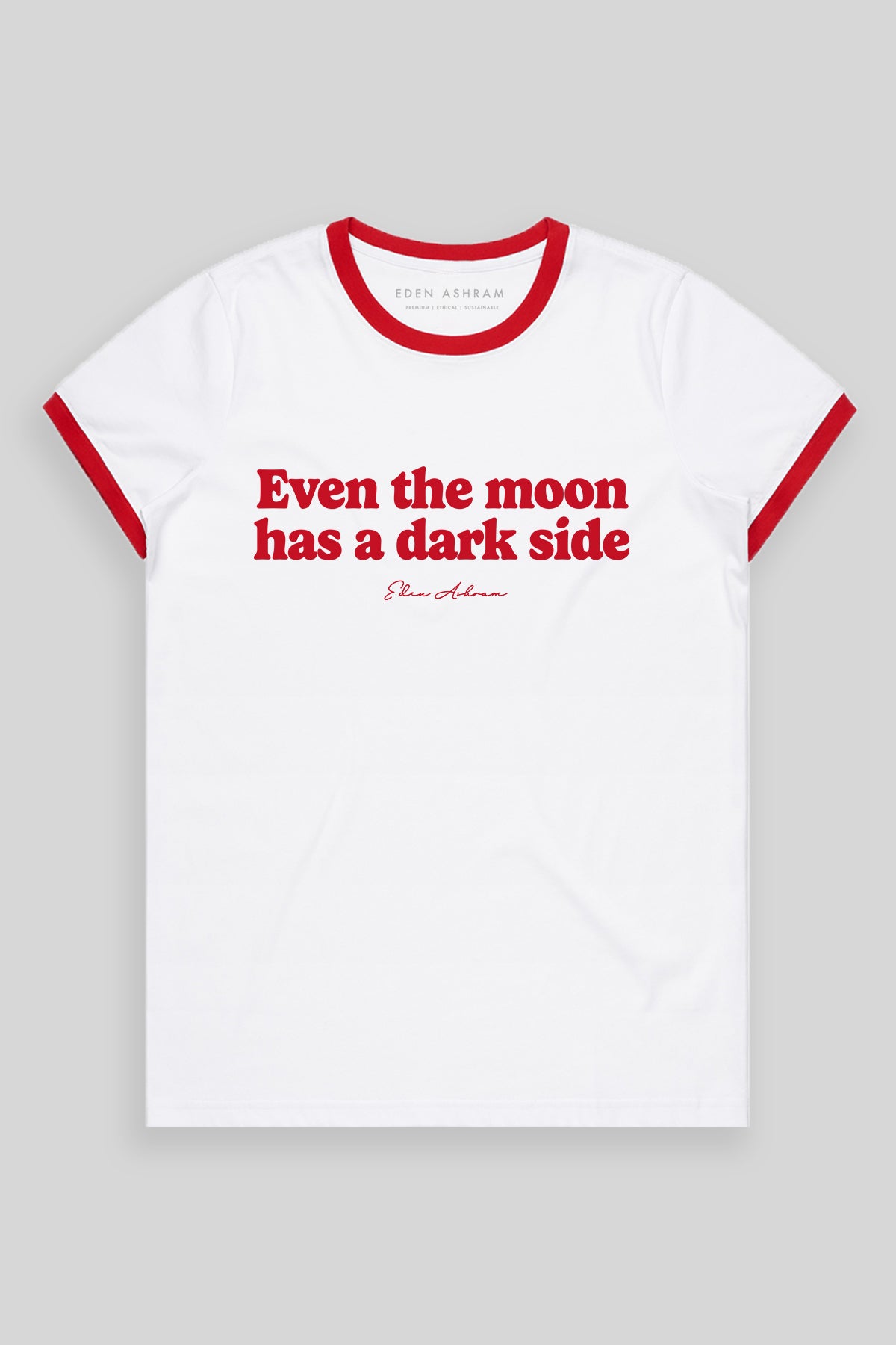 Eden Ashram Even The Moon Has A Dark Side Classic Ringer T-Shirt Red