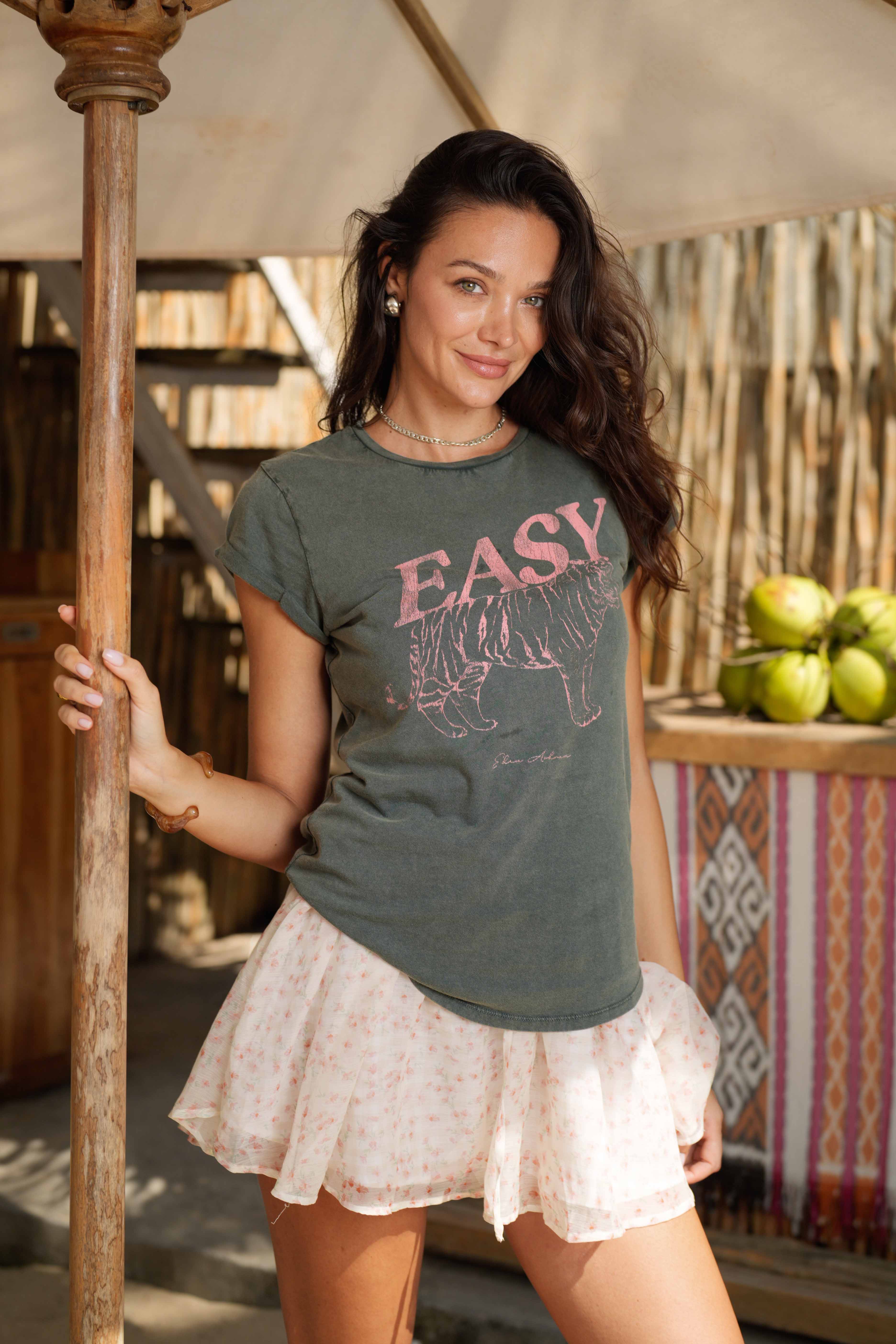 Eden Ashram Easy Tiger Premium Rolled Sleeve T-Shirt