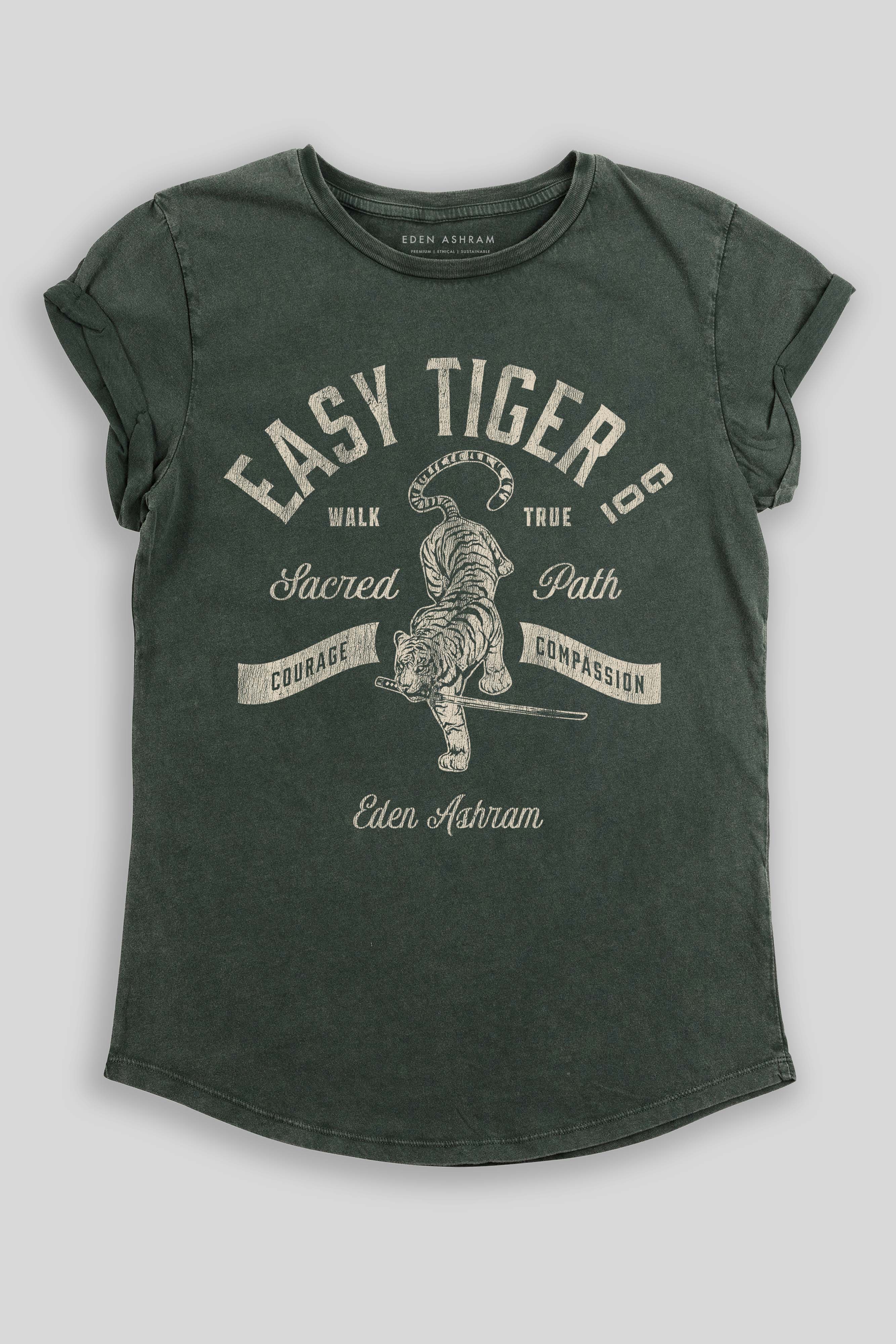 Eden Ashram Easy Tiger Co. Premium Rolled Sleeve T-Shirt Stonewash Green