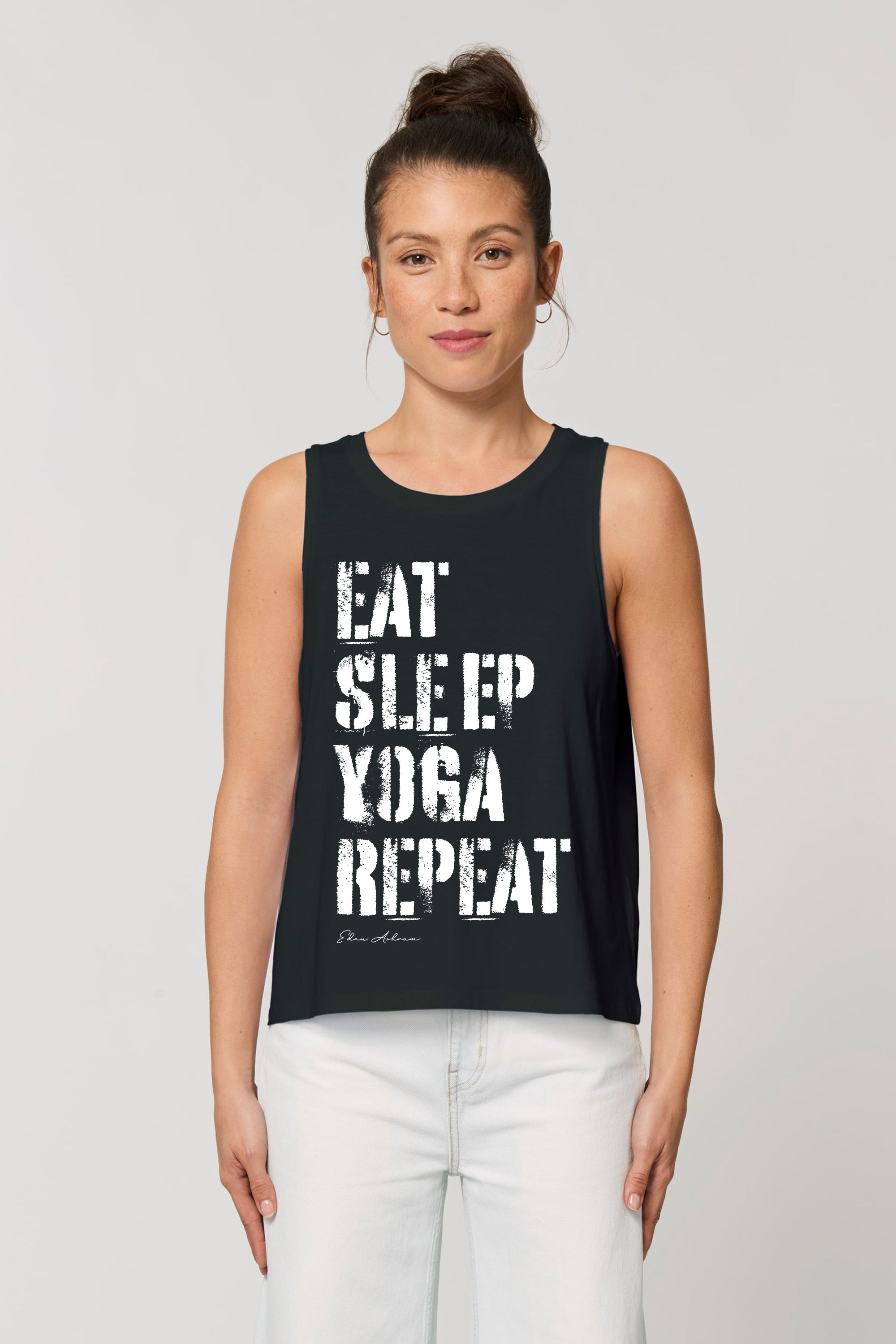 EDEN ASHRAM Eat Sleep Yoga Repeat Premium Organic Crop Tank