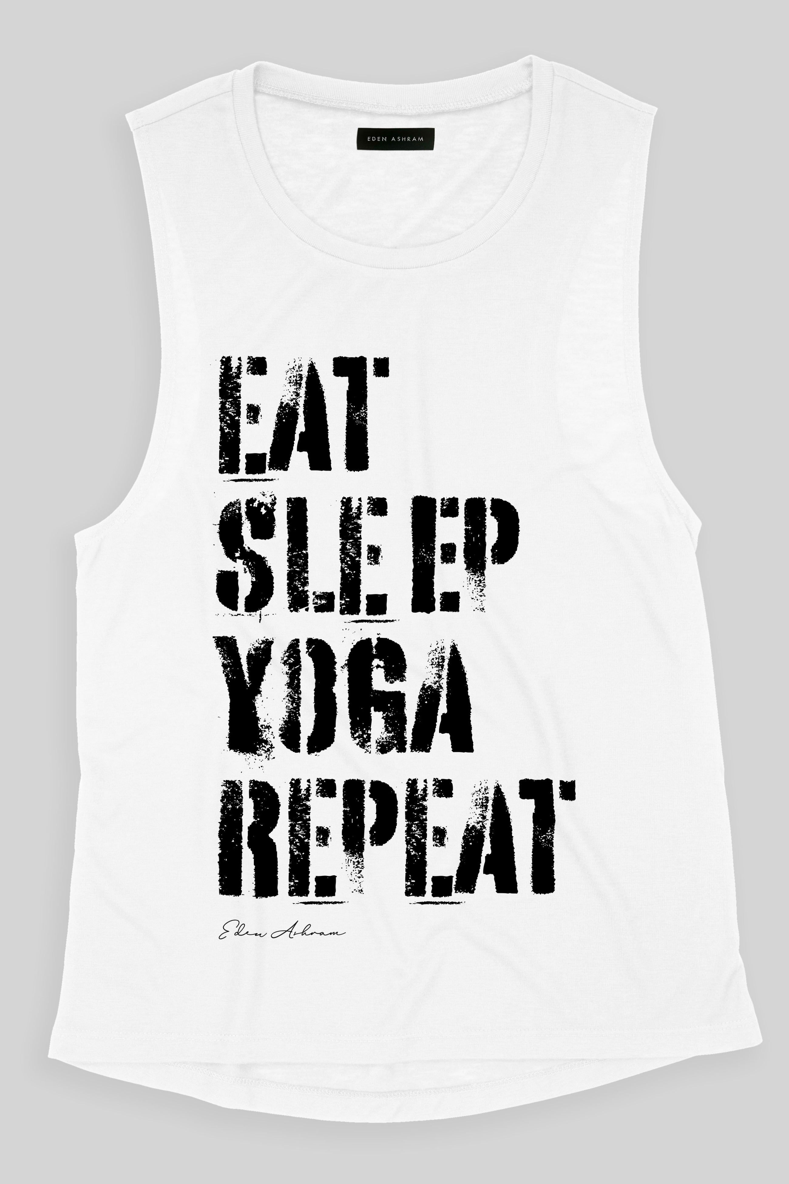 Eat Sleep Yoga Repeat Premium Scoop Muscle Tank
