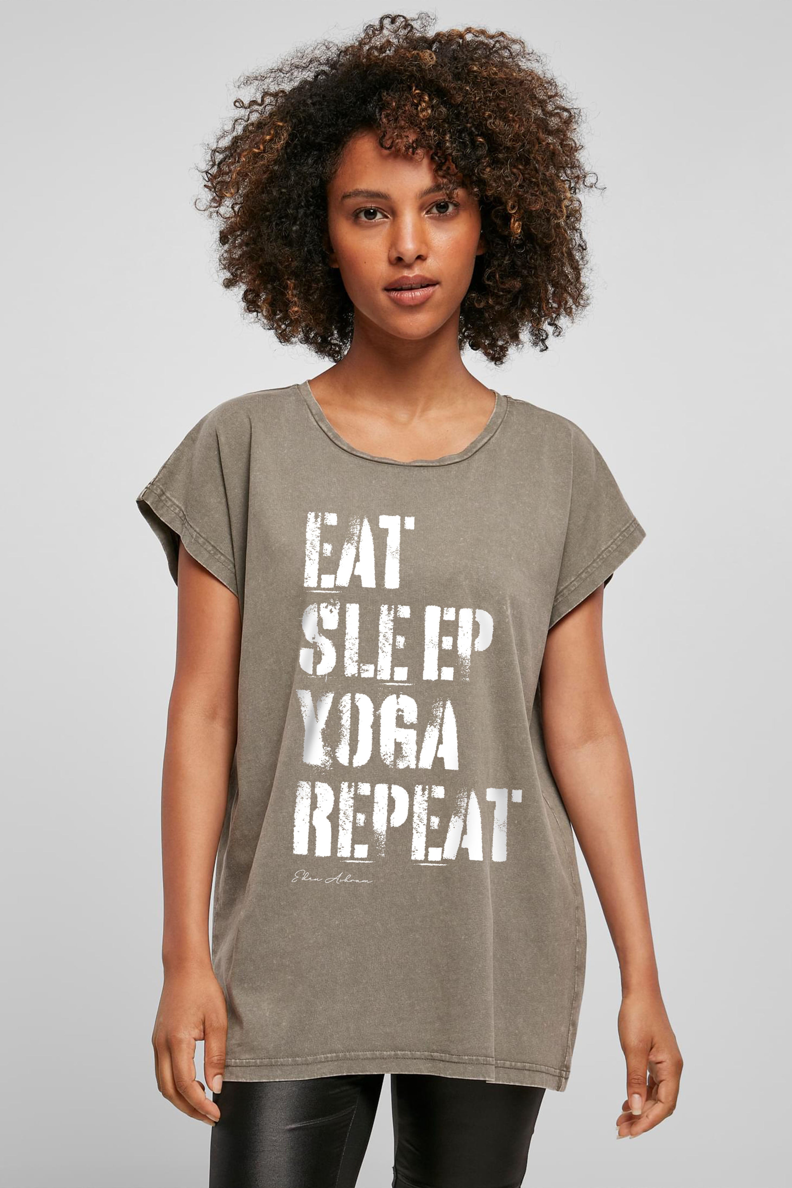 EDEN ASHRAM Eat Sleep Yoga Repeat Premium Relaxed Boyfriend T-Shirt