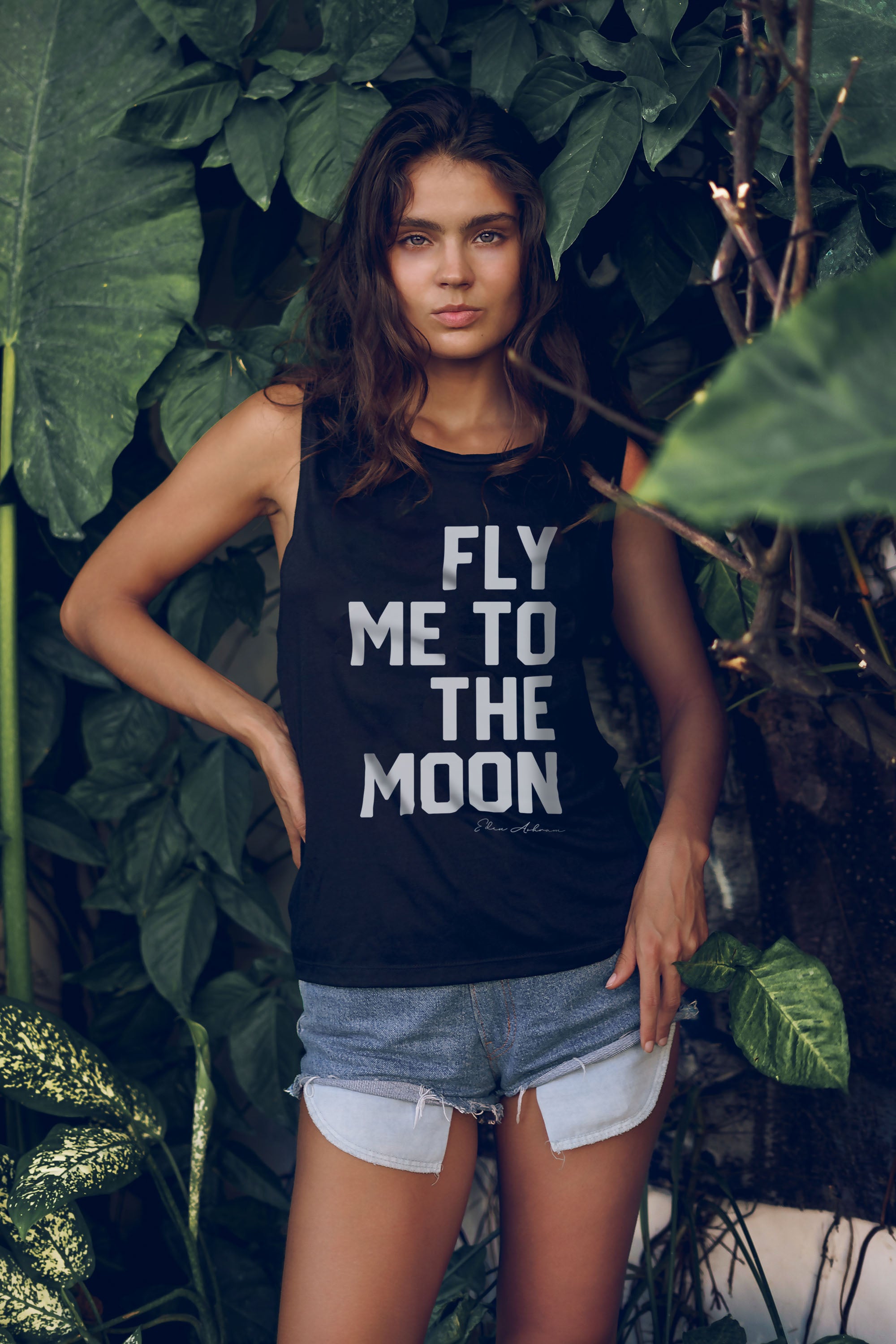 EDEN ASHRAM Fly Me To The Moon Premium Jersey Muscle Tank