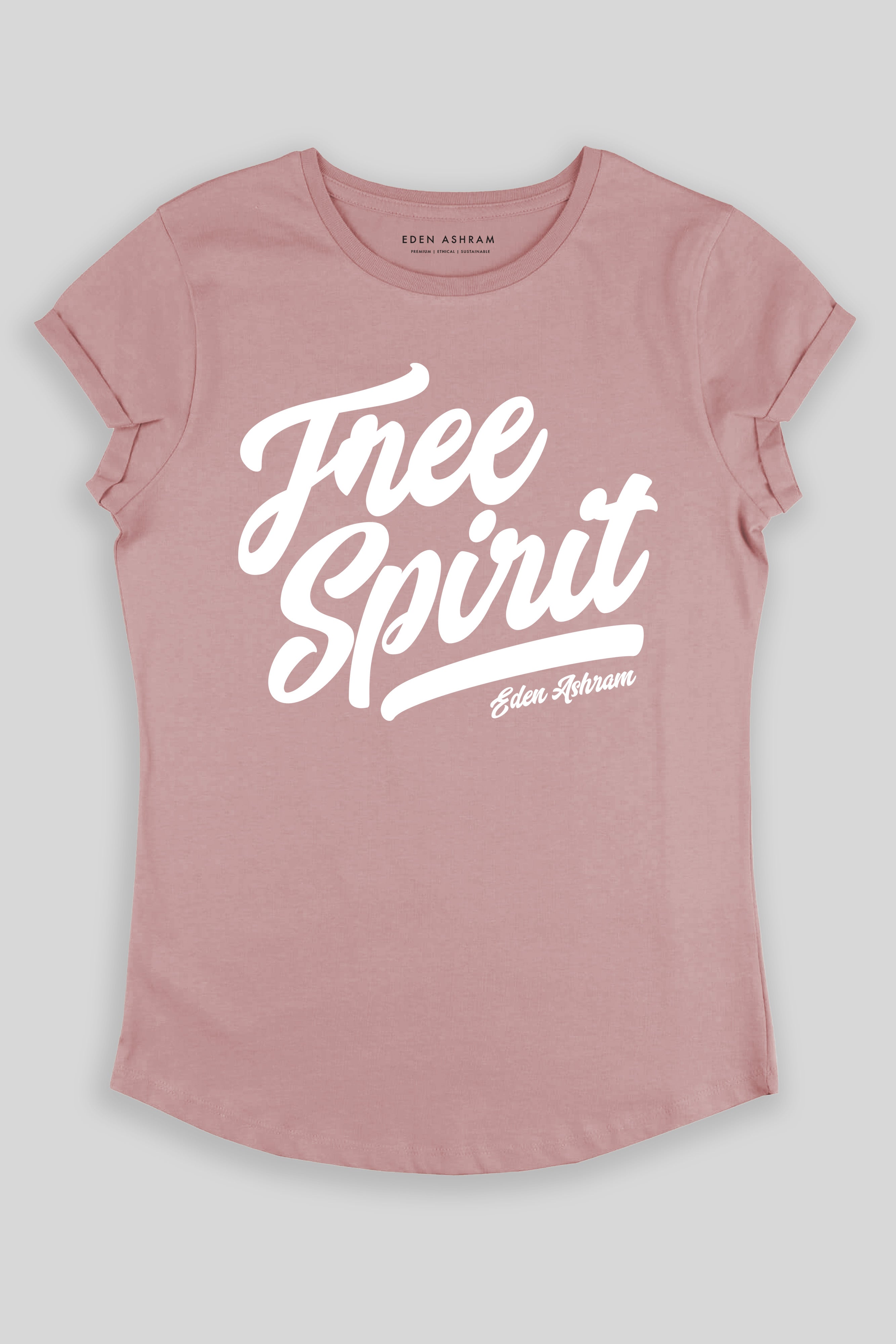 Eden Ashram Free Spirit Premium Rolled Sleeve T-Shirt Miami Pink