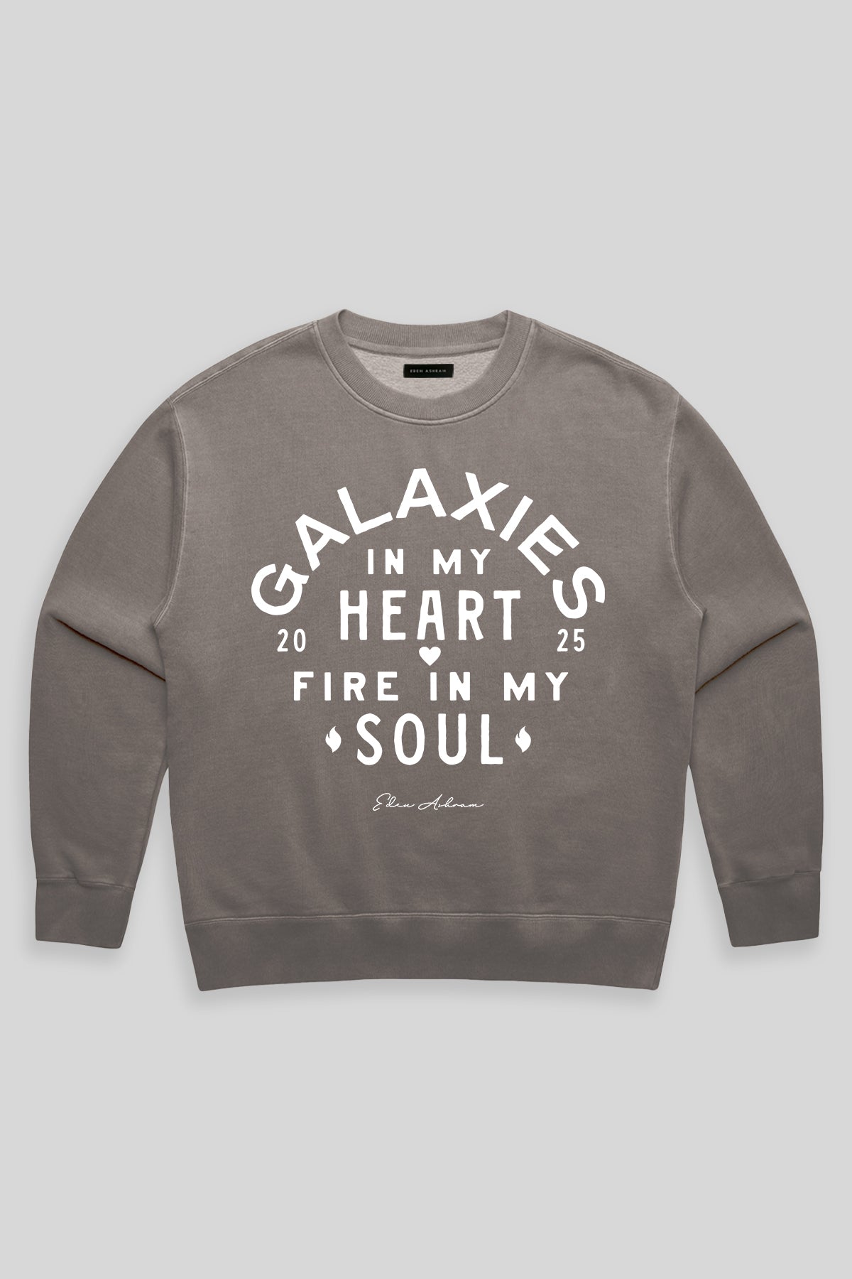 Eden Ashram Galaxies In My Heart - Fire In My Soul Faded Sweatshirt Faded Grey