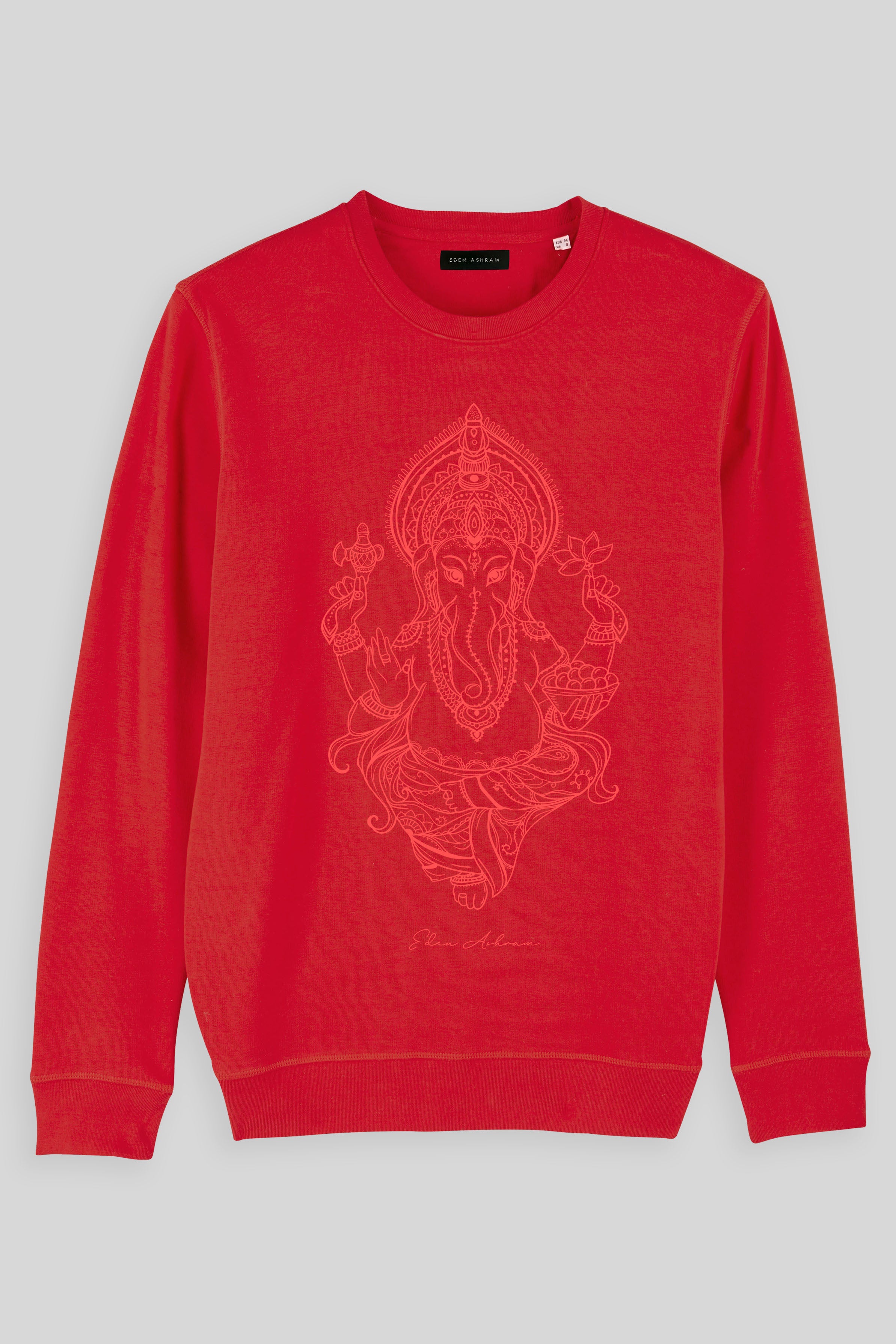 Eden Ashram Ganesha Premium Crew Neck Sweatshirt Red