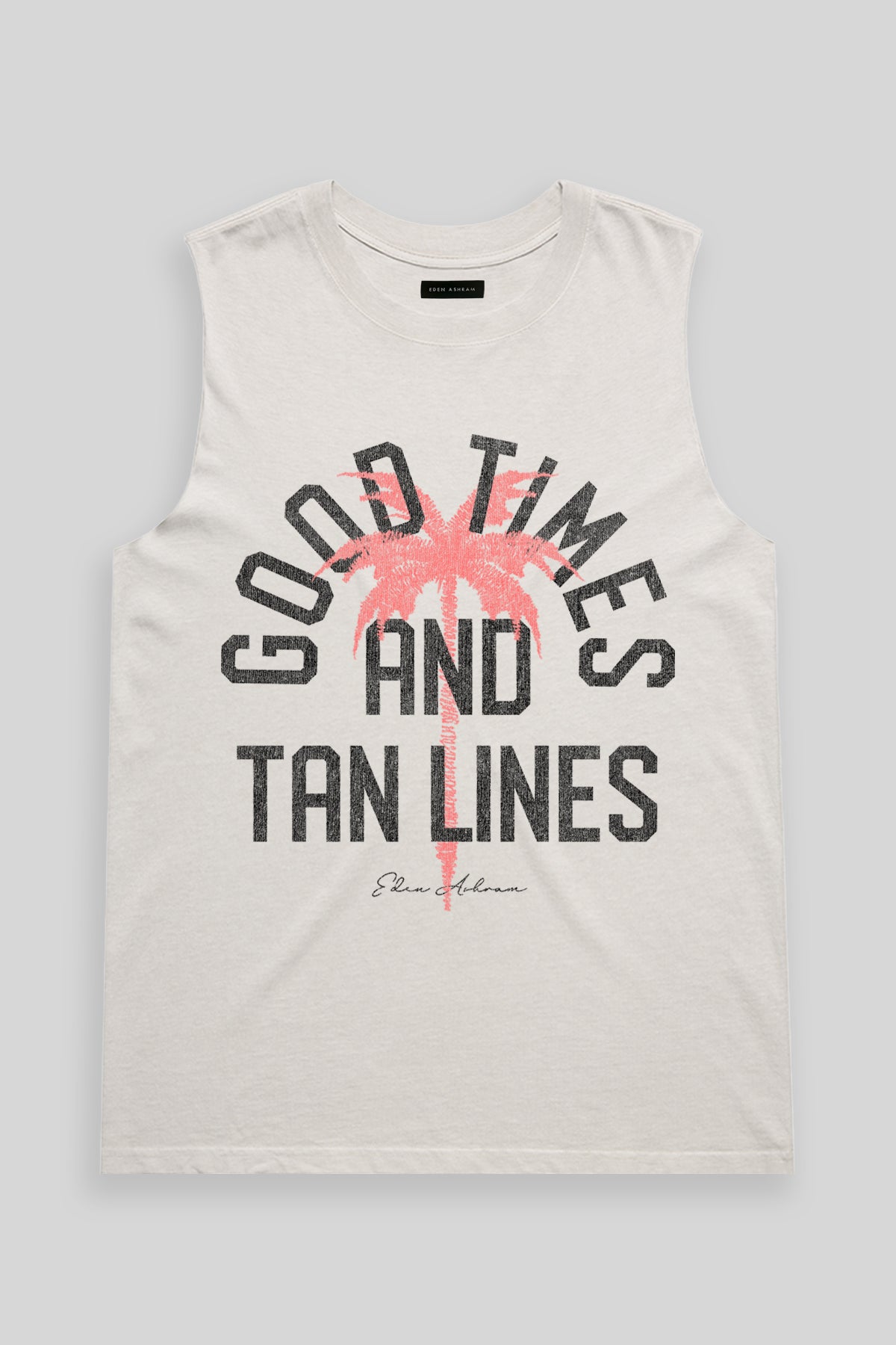 Eden Ashram Good Times And Tan Lines Heavy Faded Rocker Tank Faded Bone