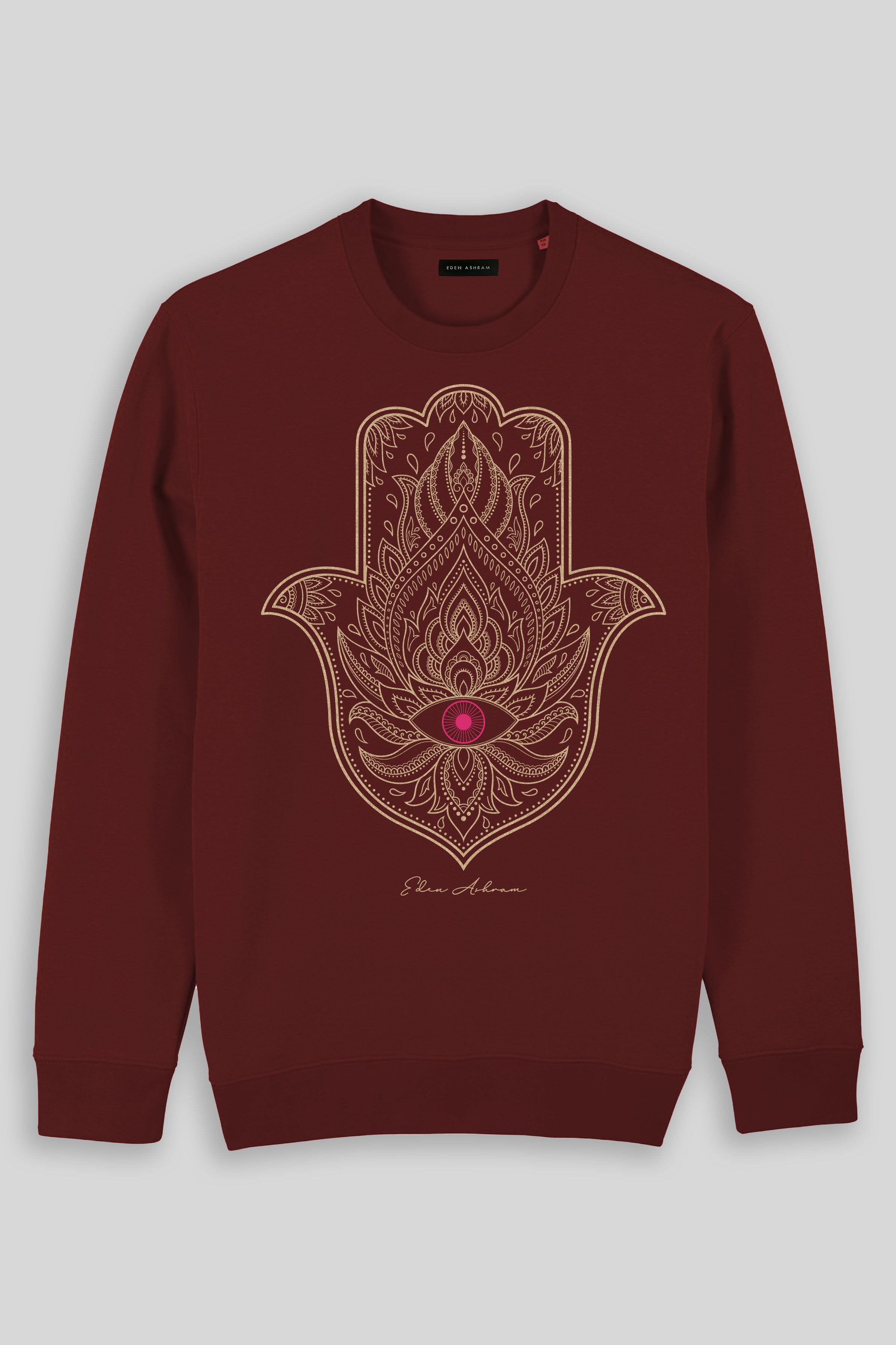 Eden Ashram Hamsa Eye Iconic Sweatshirt Burgundy