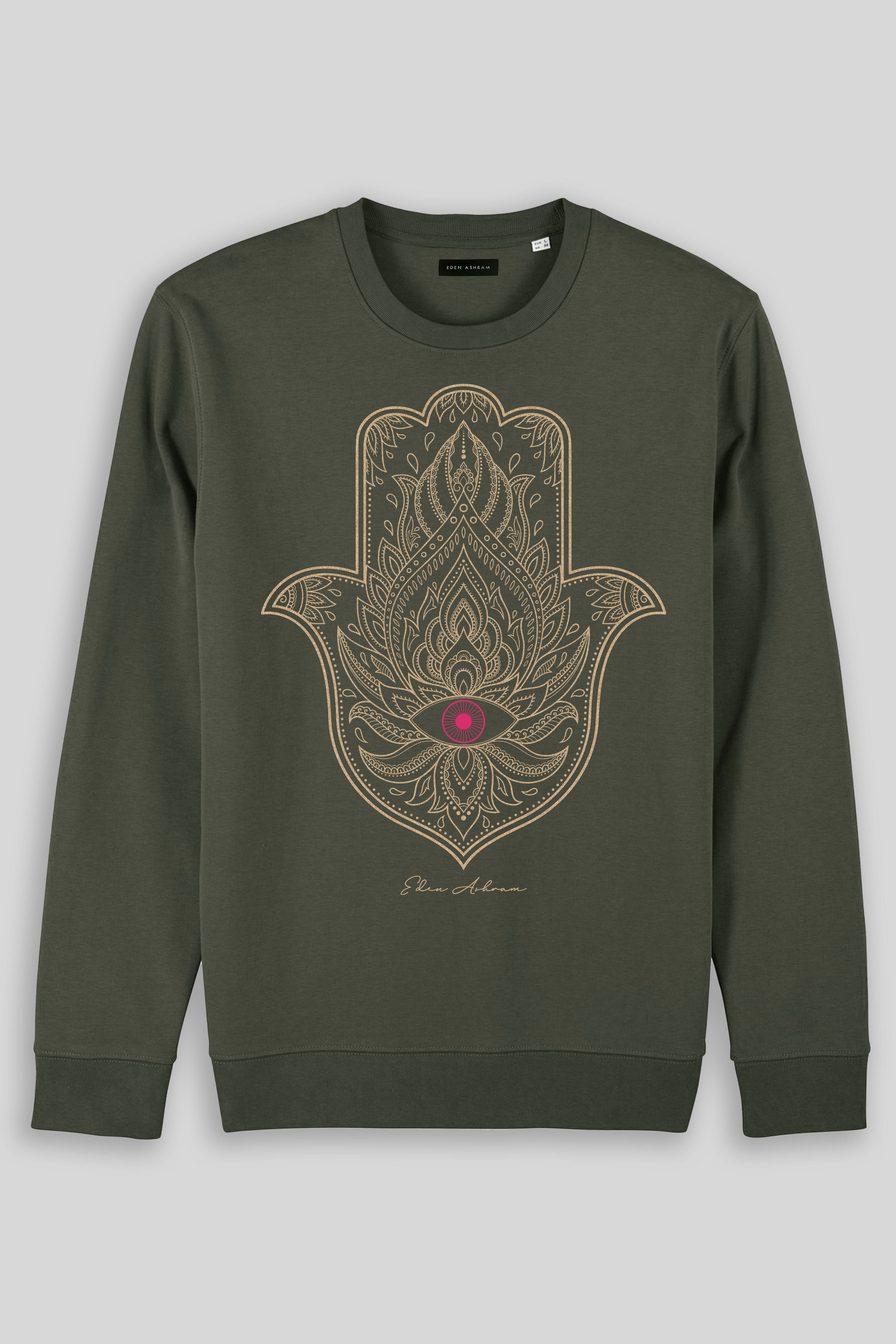 Eden Ashram Hamsa Eye Iconic Sweatshirt Khaki