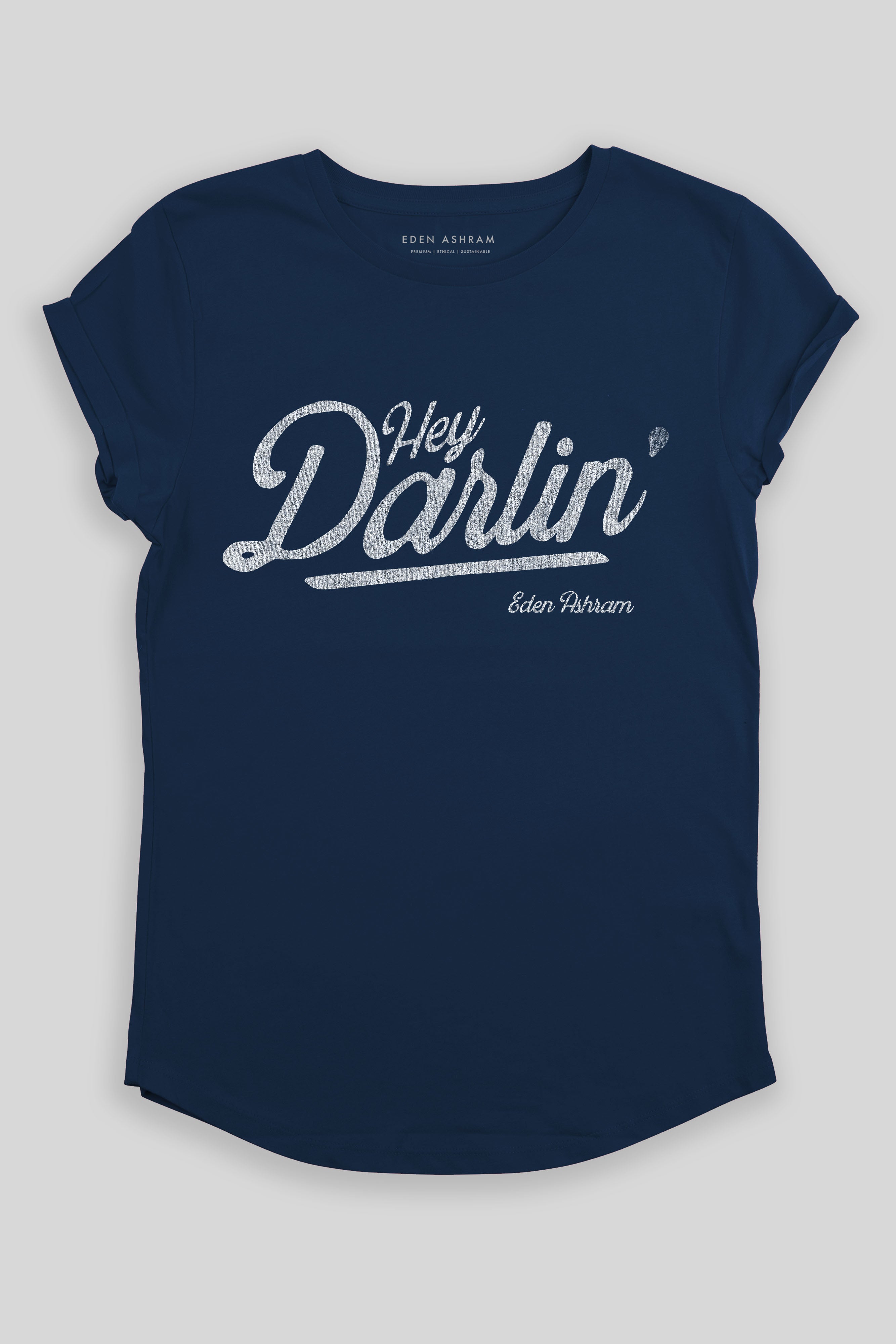 Eden Ashram Hey Darlin' Premium Rolled Sleeve T-Shirt French Navy