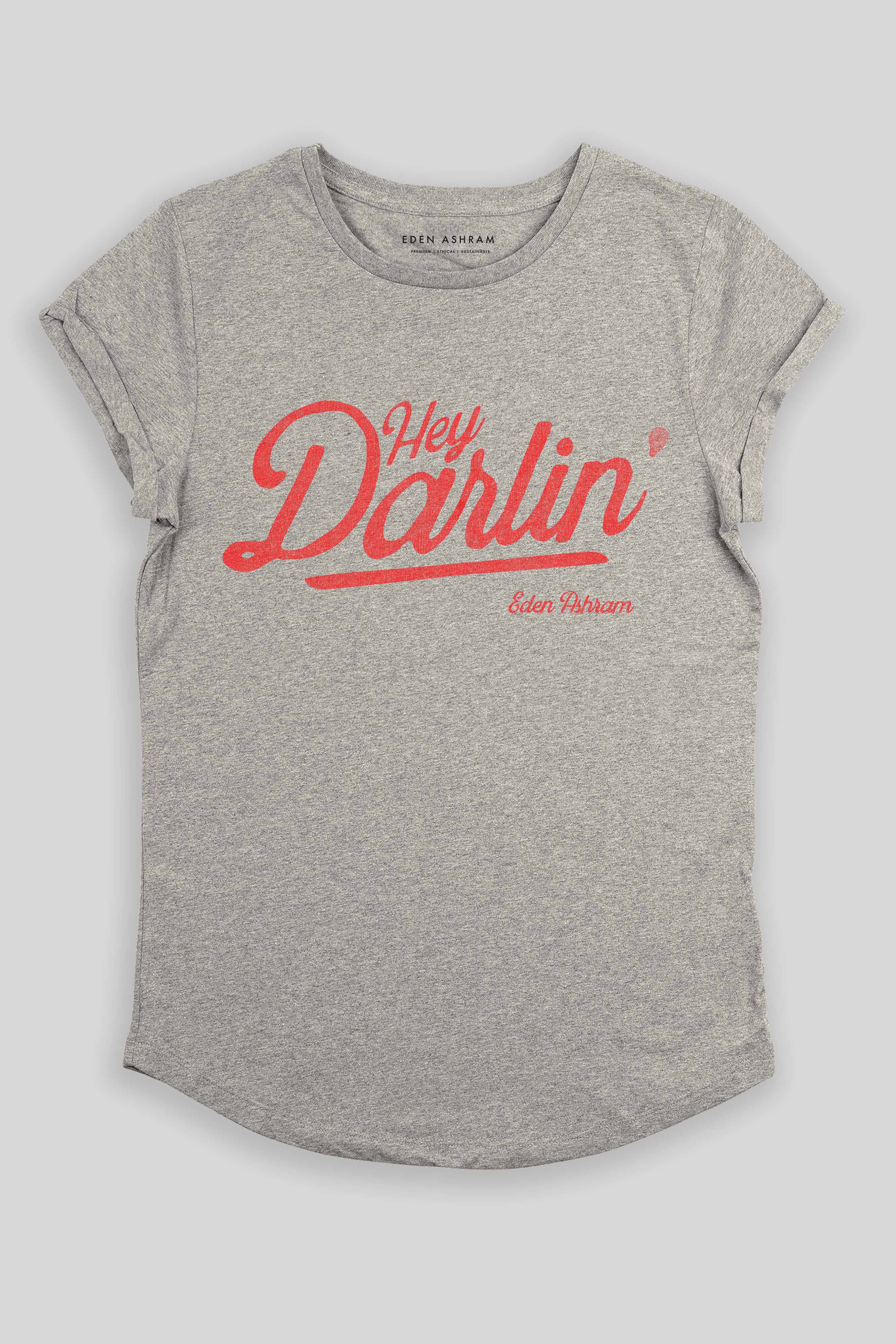 Eden Ashram Hey Darlin' Premium Rolled Sleeve T-Shirt Heather Grey