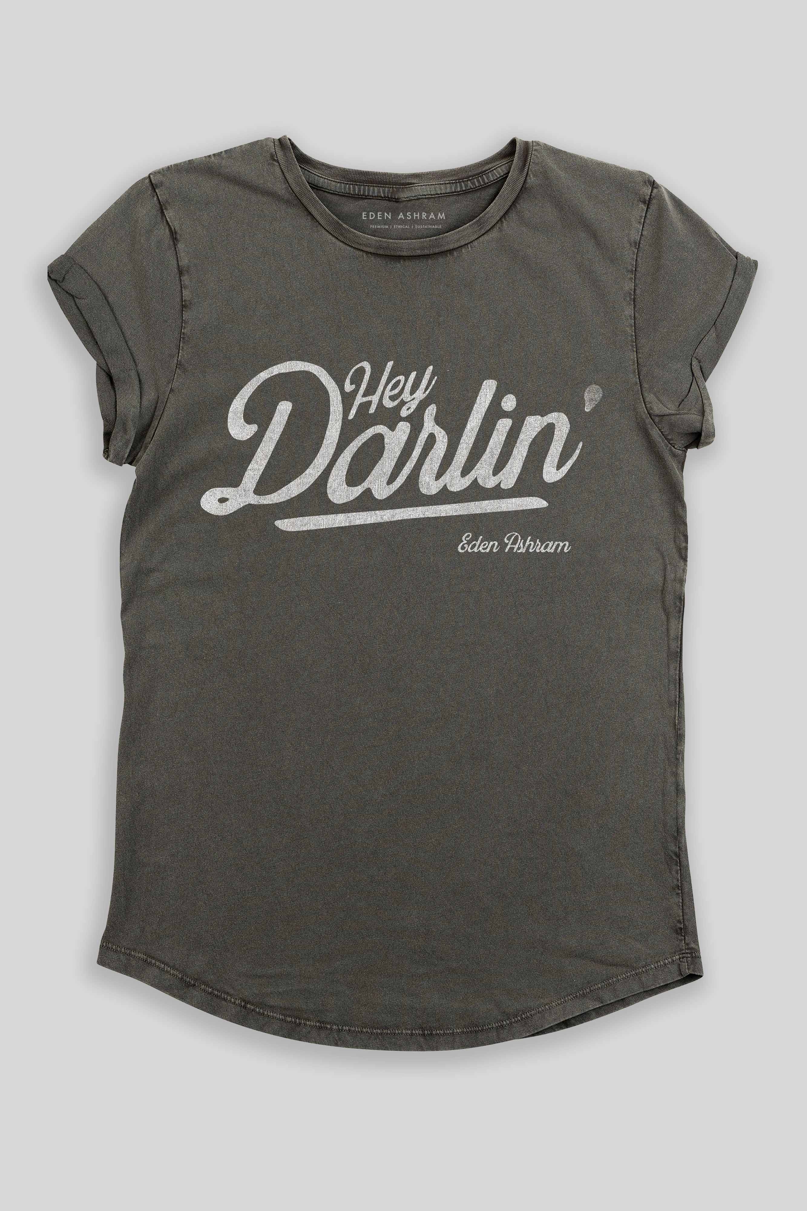 Eden Ashram Hey Darlin' Premium Rolled Sleeve T-Shirt Stonewash Grey