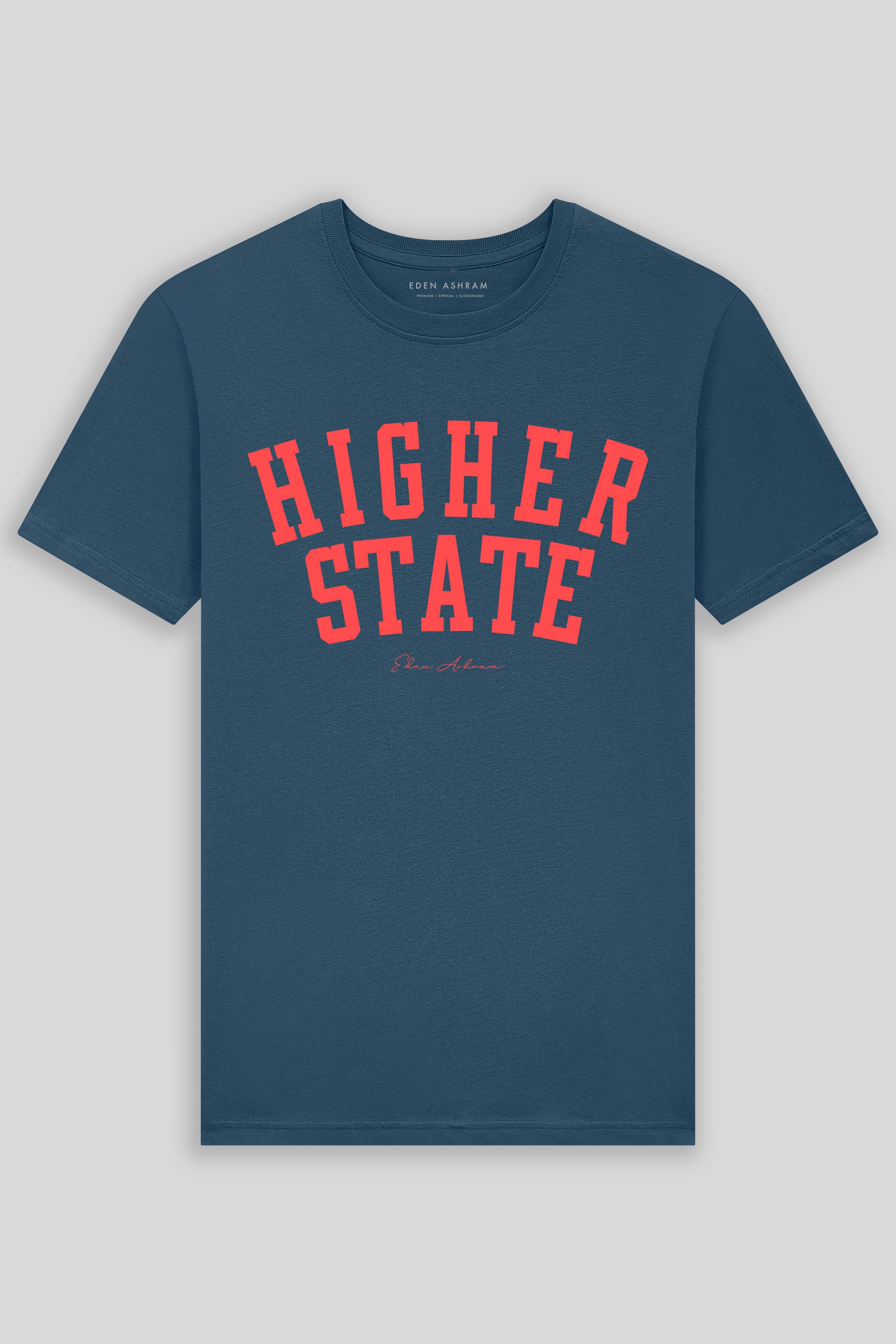 Eden Ashram Higher State Premium Classic T-Shirt Stonewash Denim