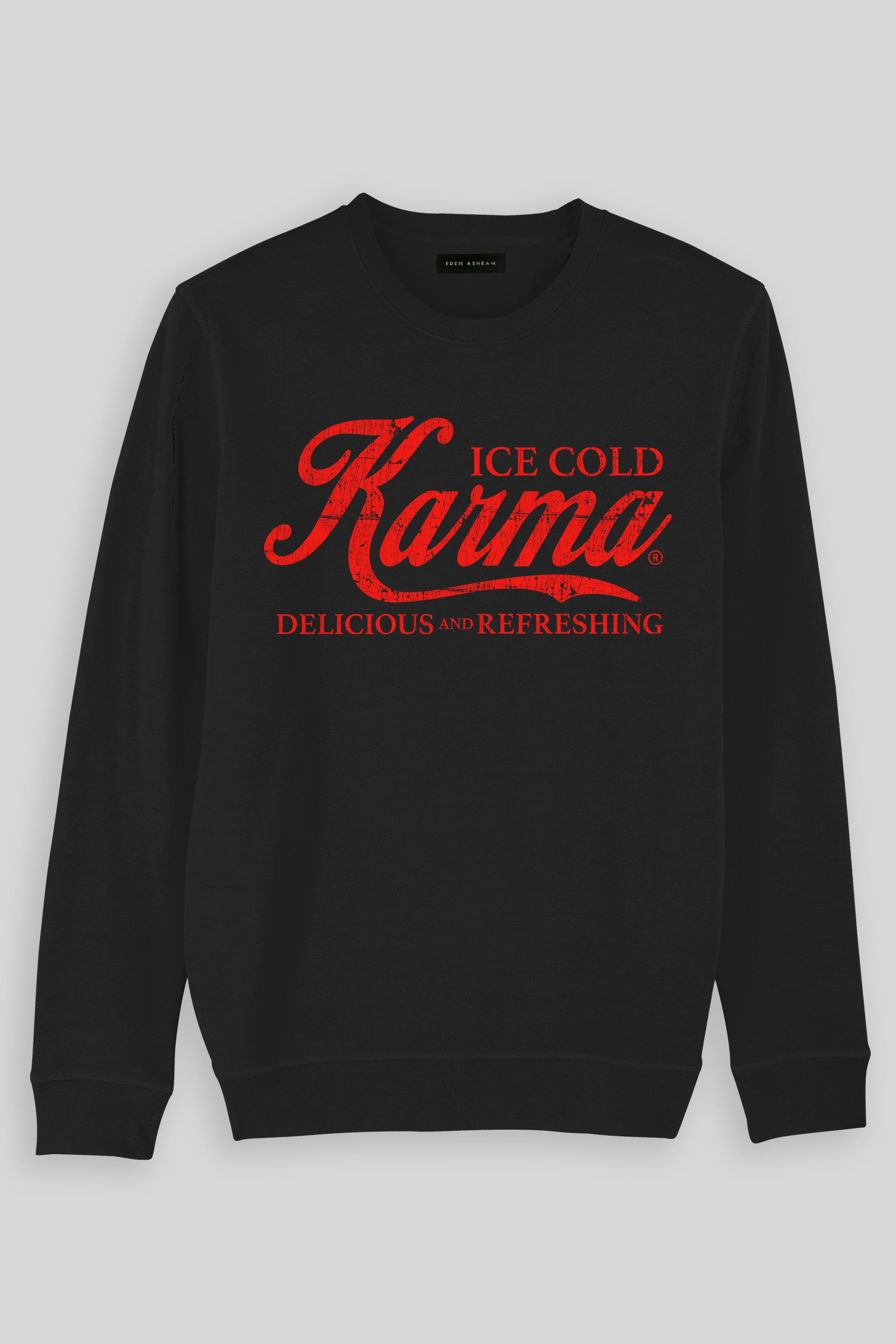 Eden Ashram Ice Cold Karma Premium Crew Neck Sweatshirt Black