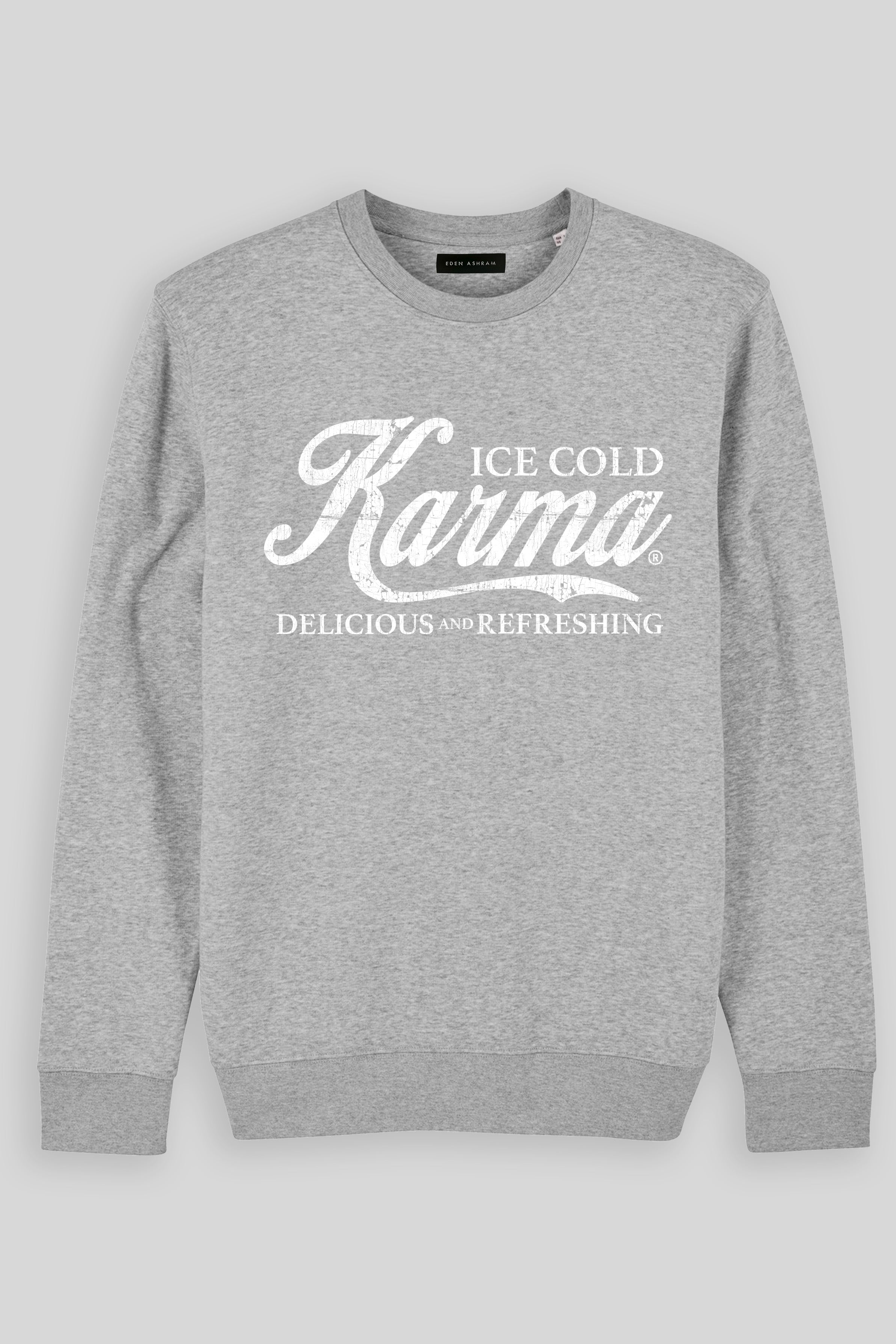 Eden Ashram Ice Cold Karma Premium Crew Neck Sweatshirt Heather Grey