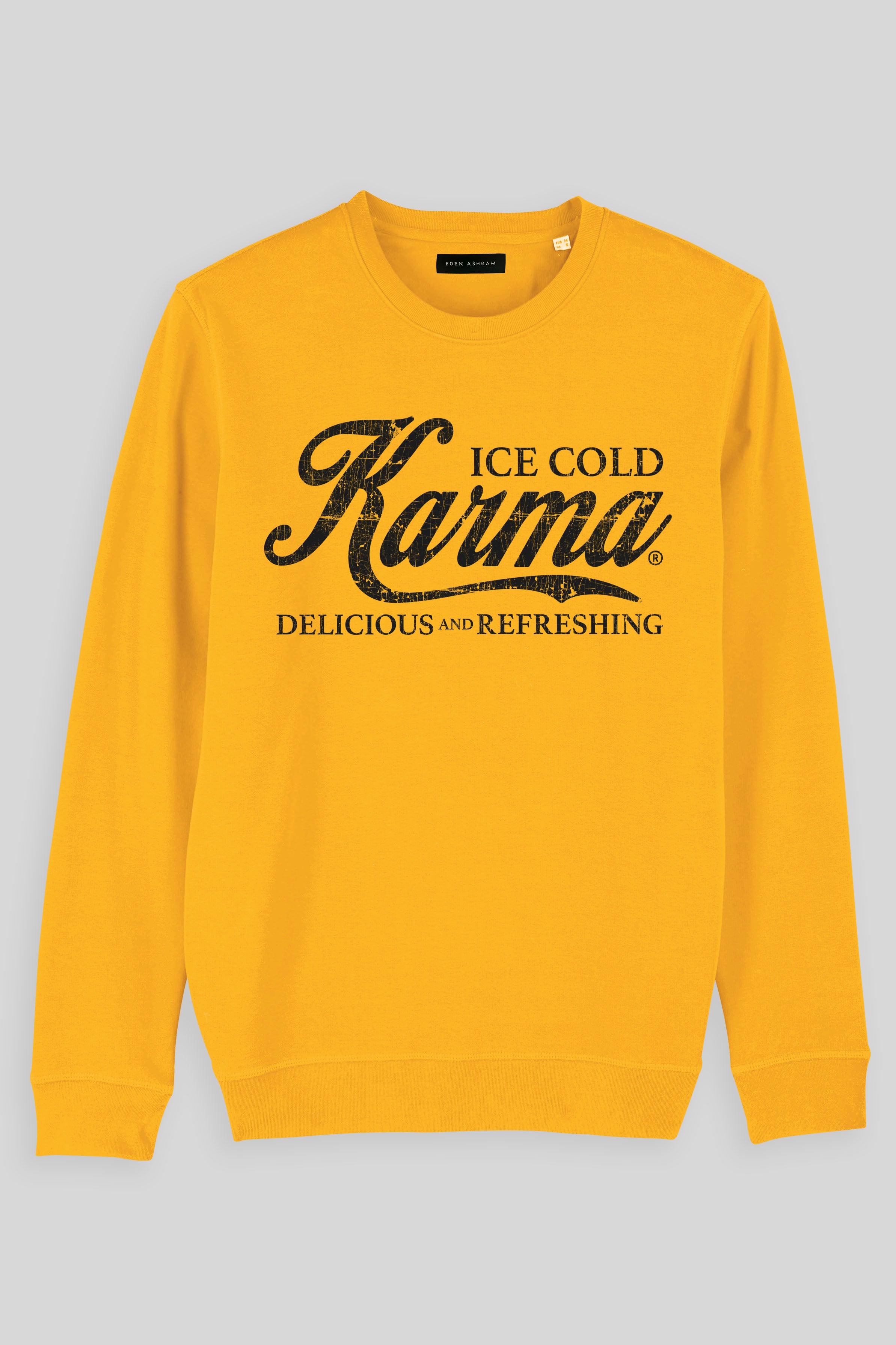 Eden Ashram Ice Cold Karma Premium Crew Neck Sweatshirt Spectra Yellow