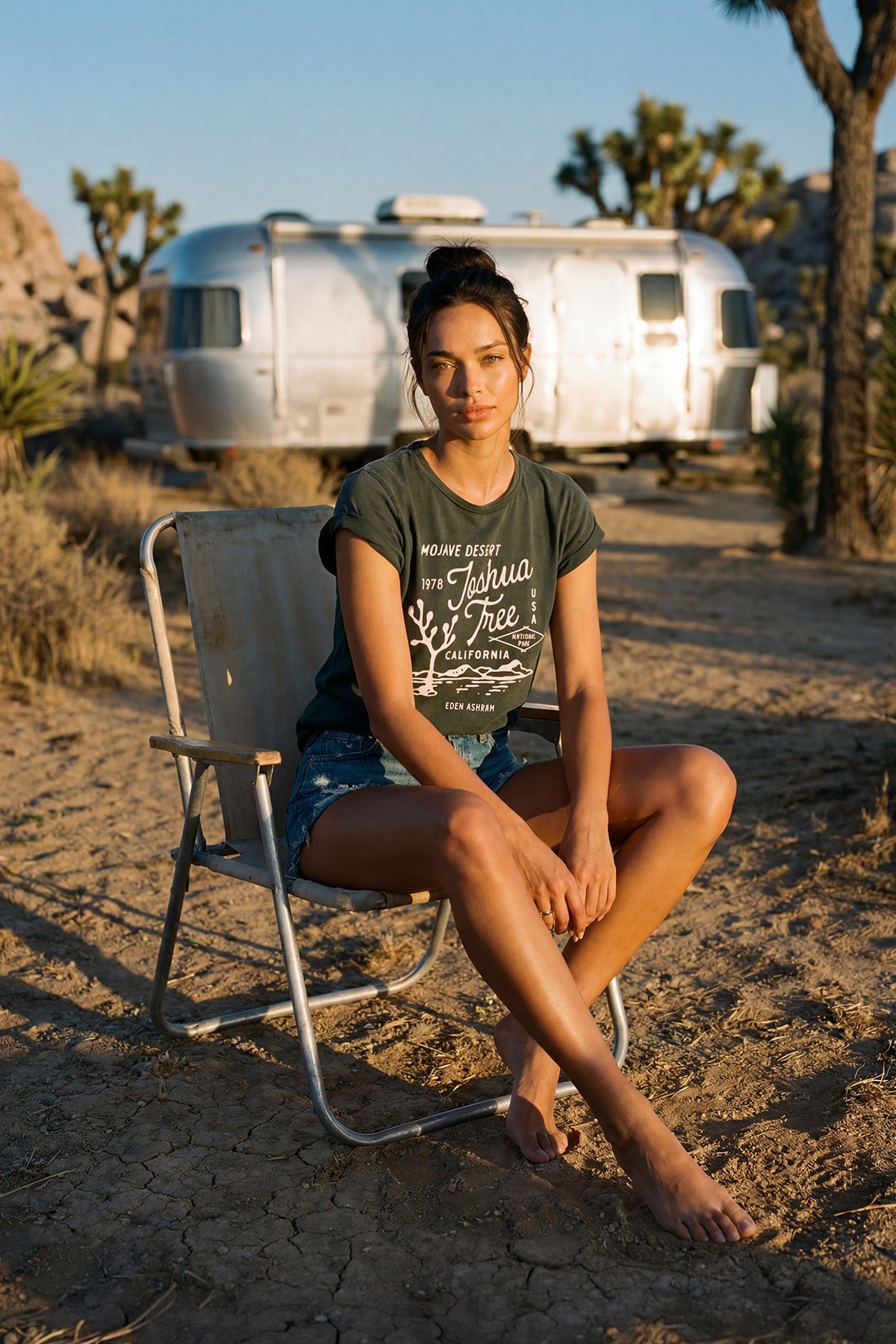 Eden Ashram Joshua Tree Premium Rolled Sleeve T-Shirt