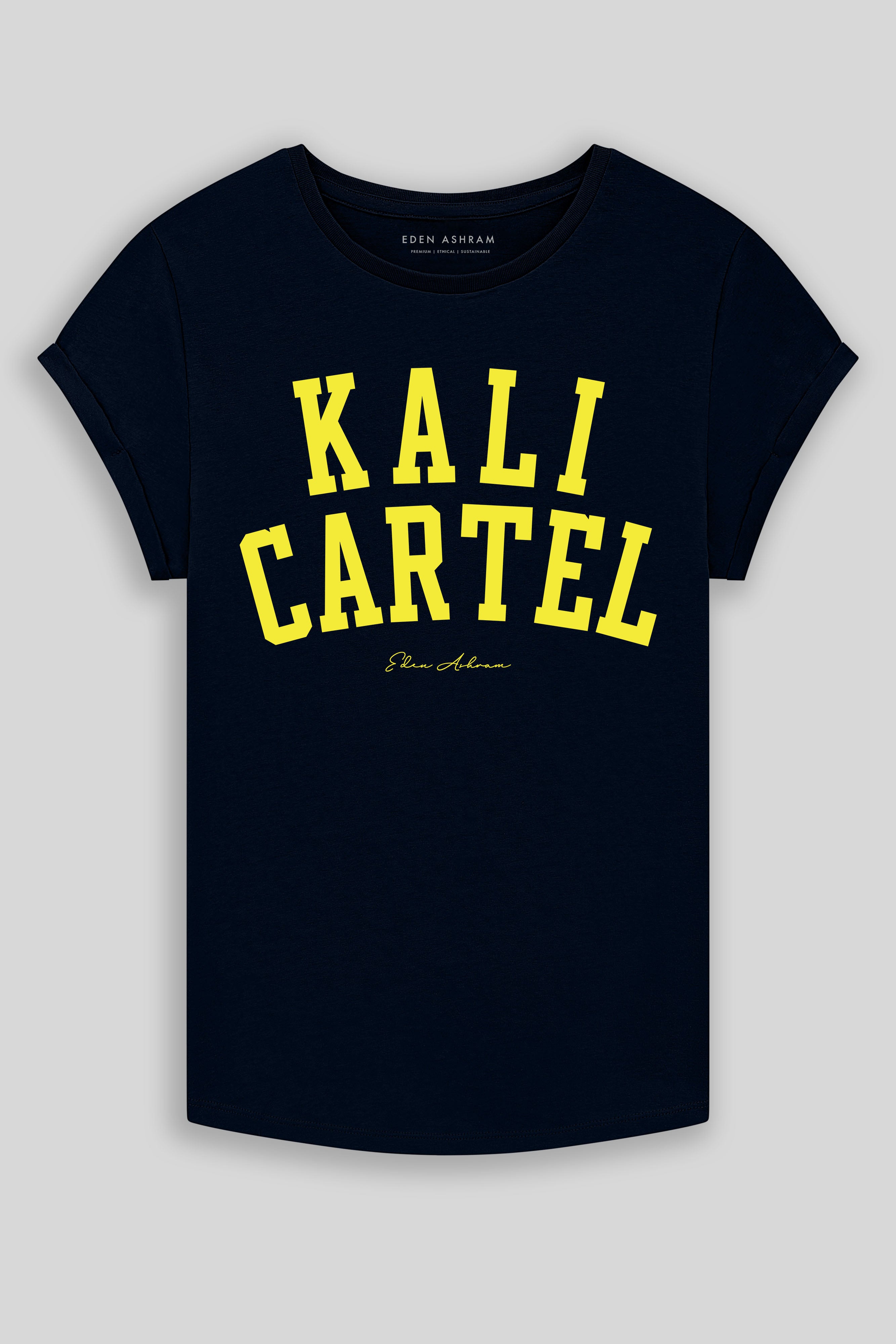 Eden Ashram Kali Cartel Premium Rolled Sleeve T-Shirt Dark Navy