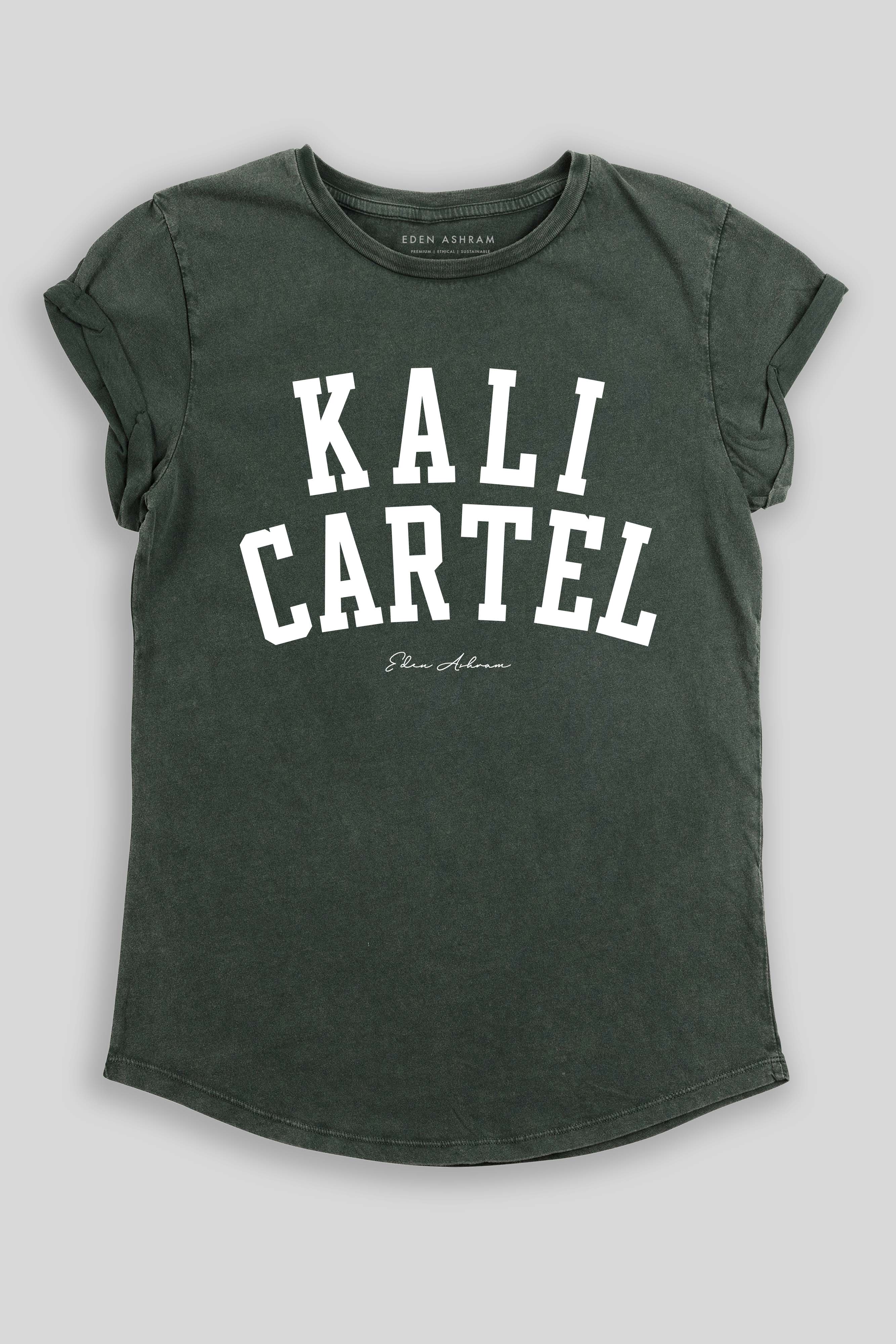 Eden Ashram Kali Cartel Premium Rolled Sleeve T-Shirt Stonewash Green