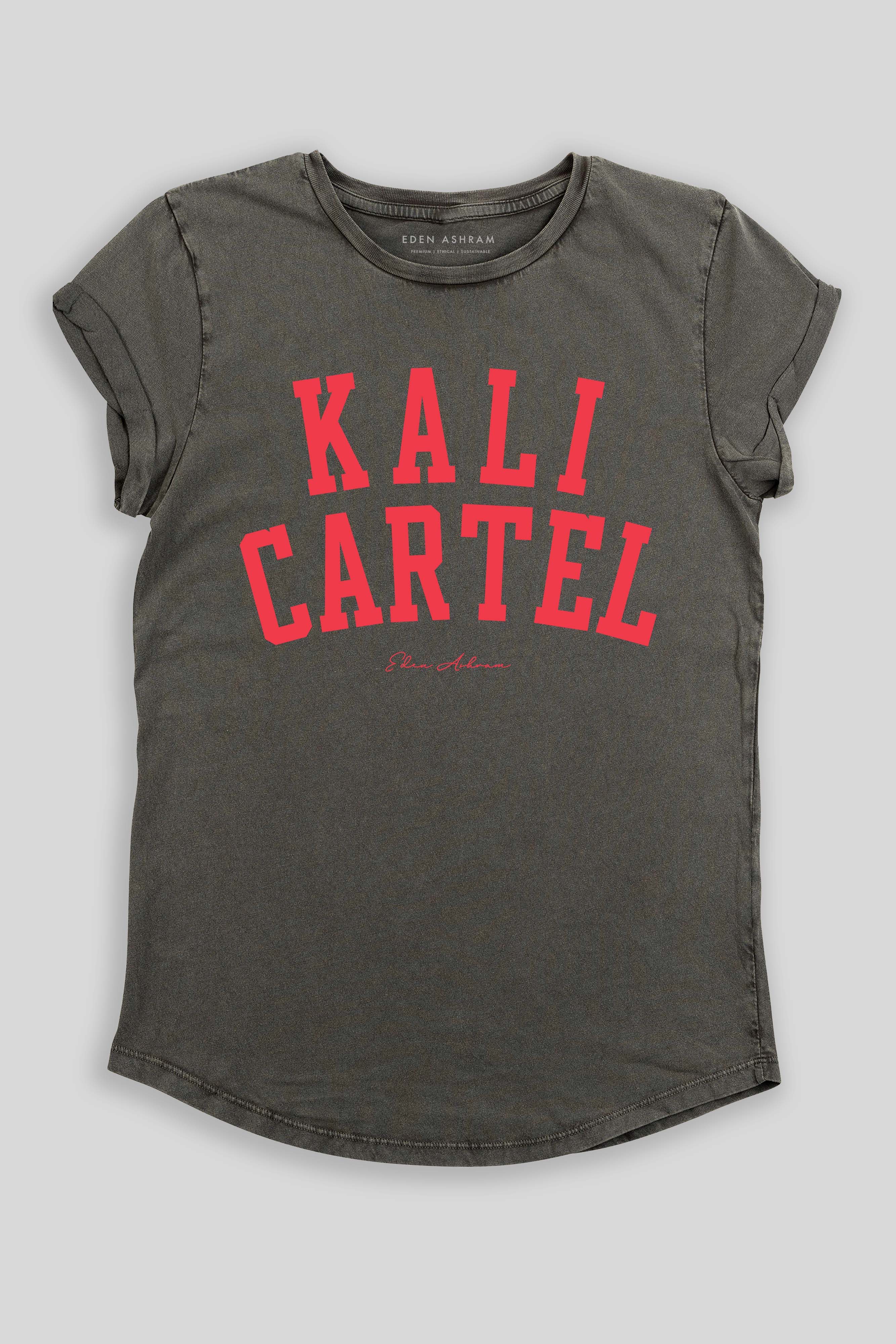 Eden Ashram Kali Cartel Premium Rolled Sleeve T-Shirt Stonewash Grey