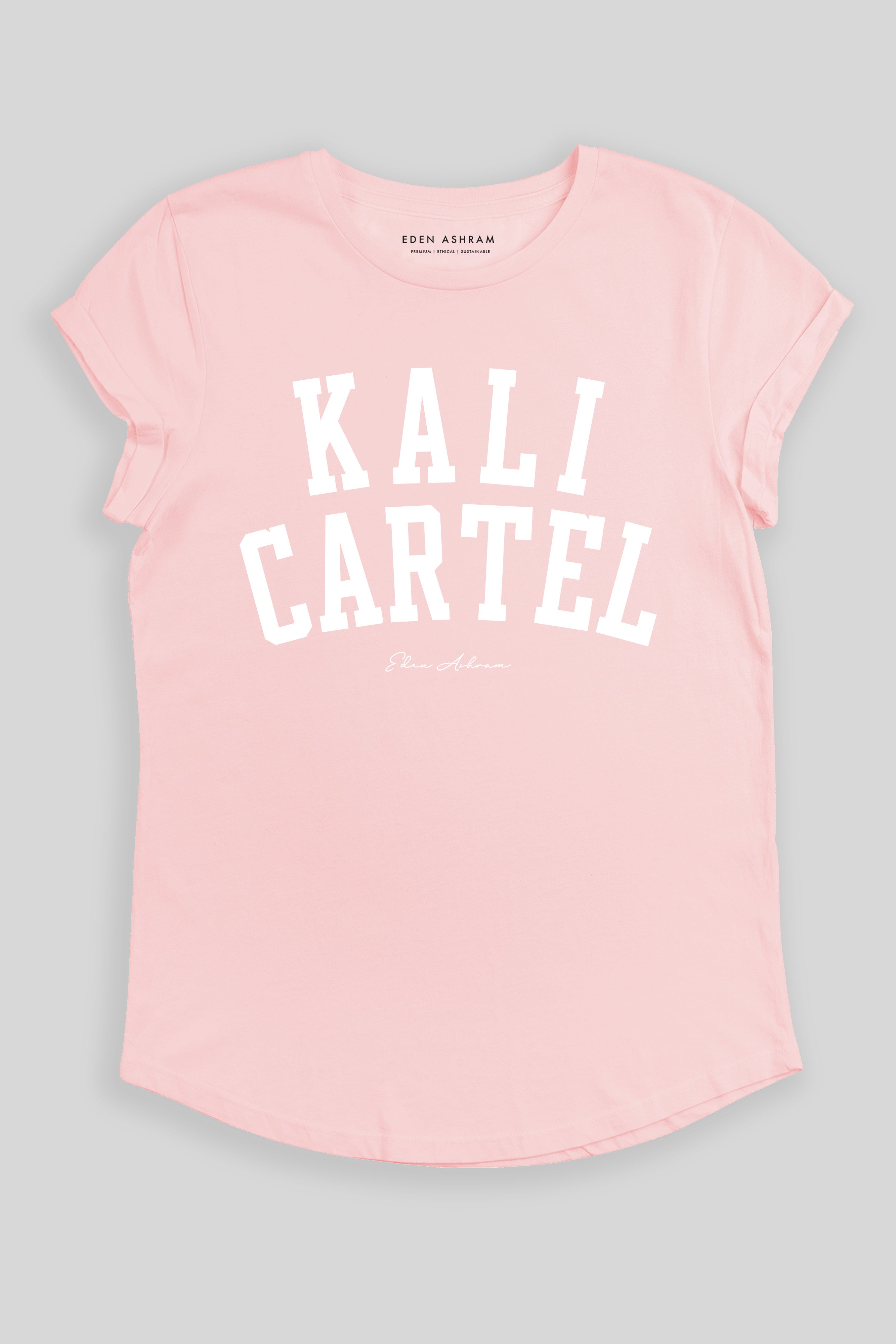 Eden Ashram Kali Cartel Premium Rolled Sleeve T-Shirt Stonewash Pink