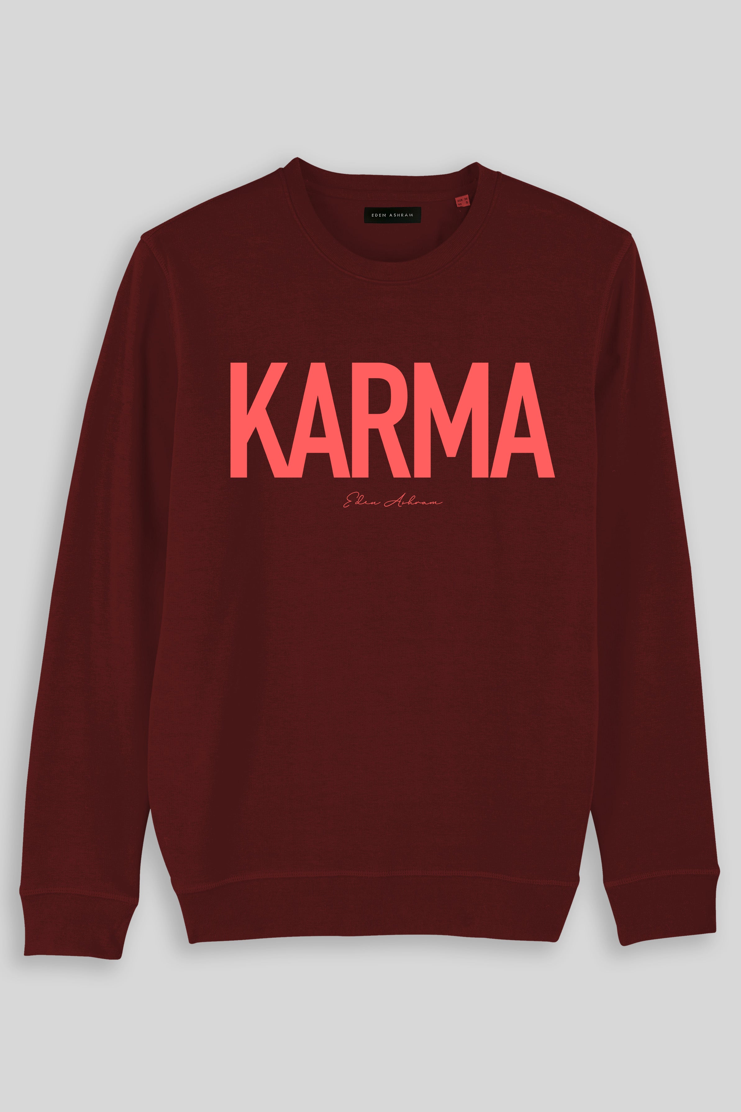 Eden Ashram Karma Premium Crew Neck Sweatshirt Burgundy