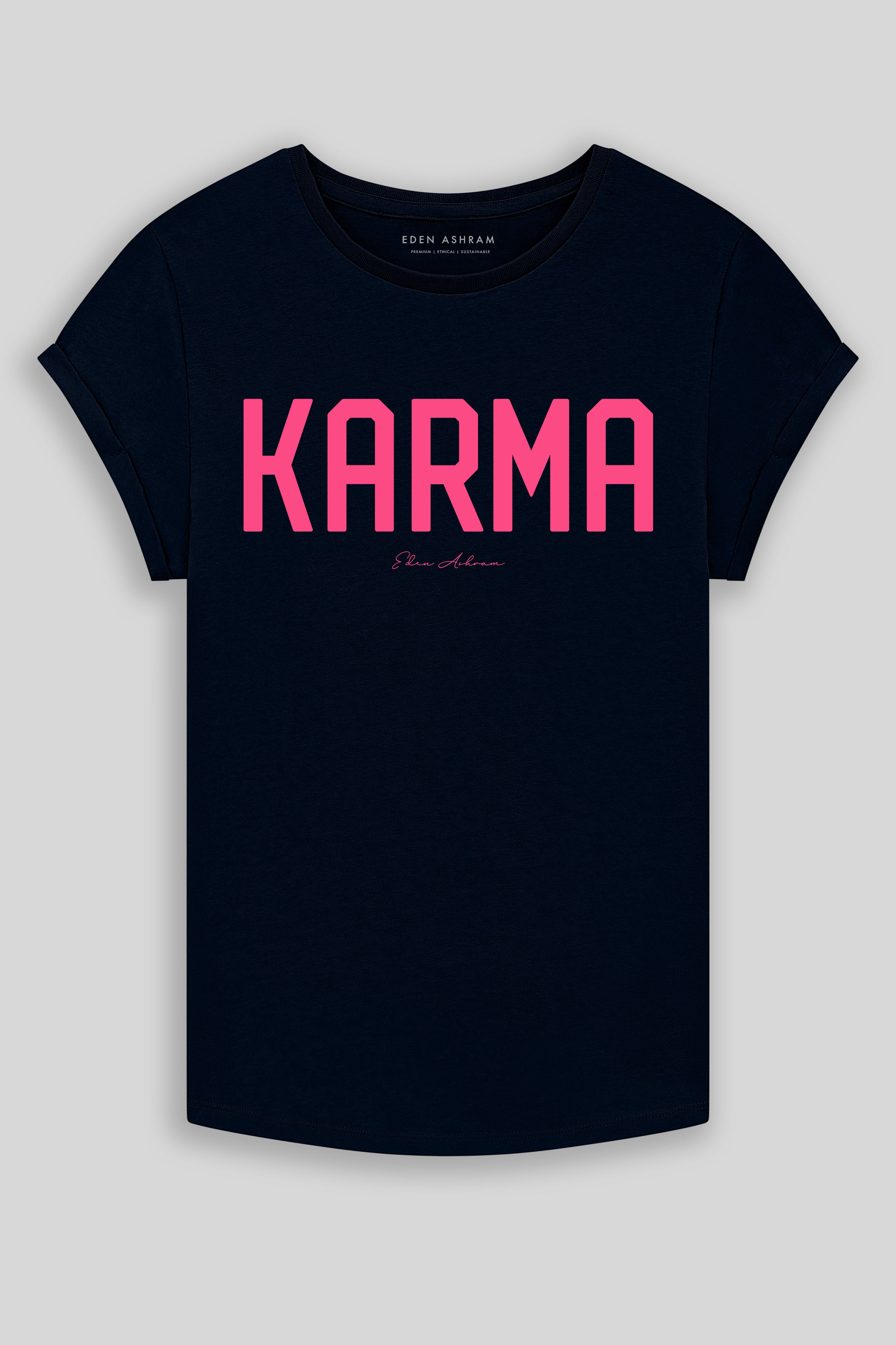 Eden Ashram KARMA Premium Rolled Sleeve T-Shirt Dark Navy