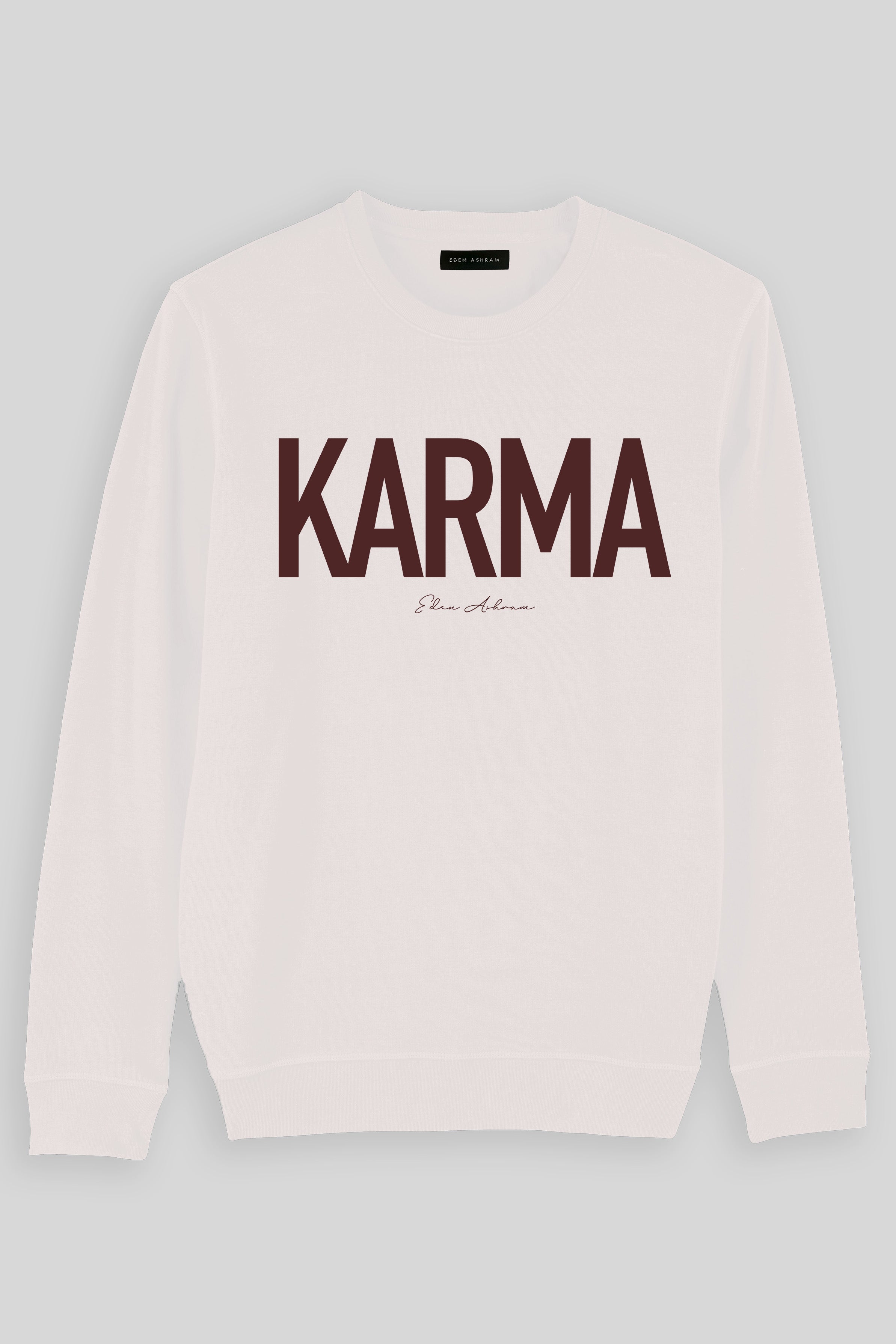 Eden Ashram Karma Premium Crew Neck Sweatshirt Vintage White