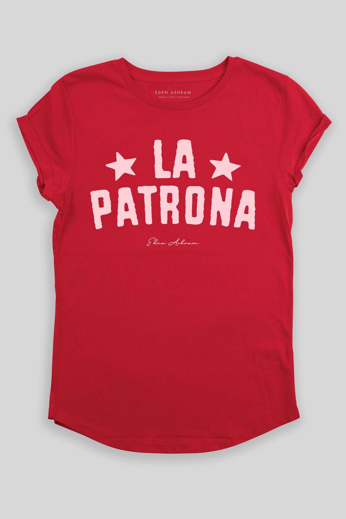 Eden Ashram La Patrona Premium Rolled Sleeve T-Shirt Red