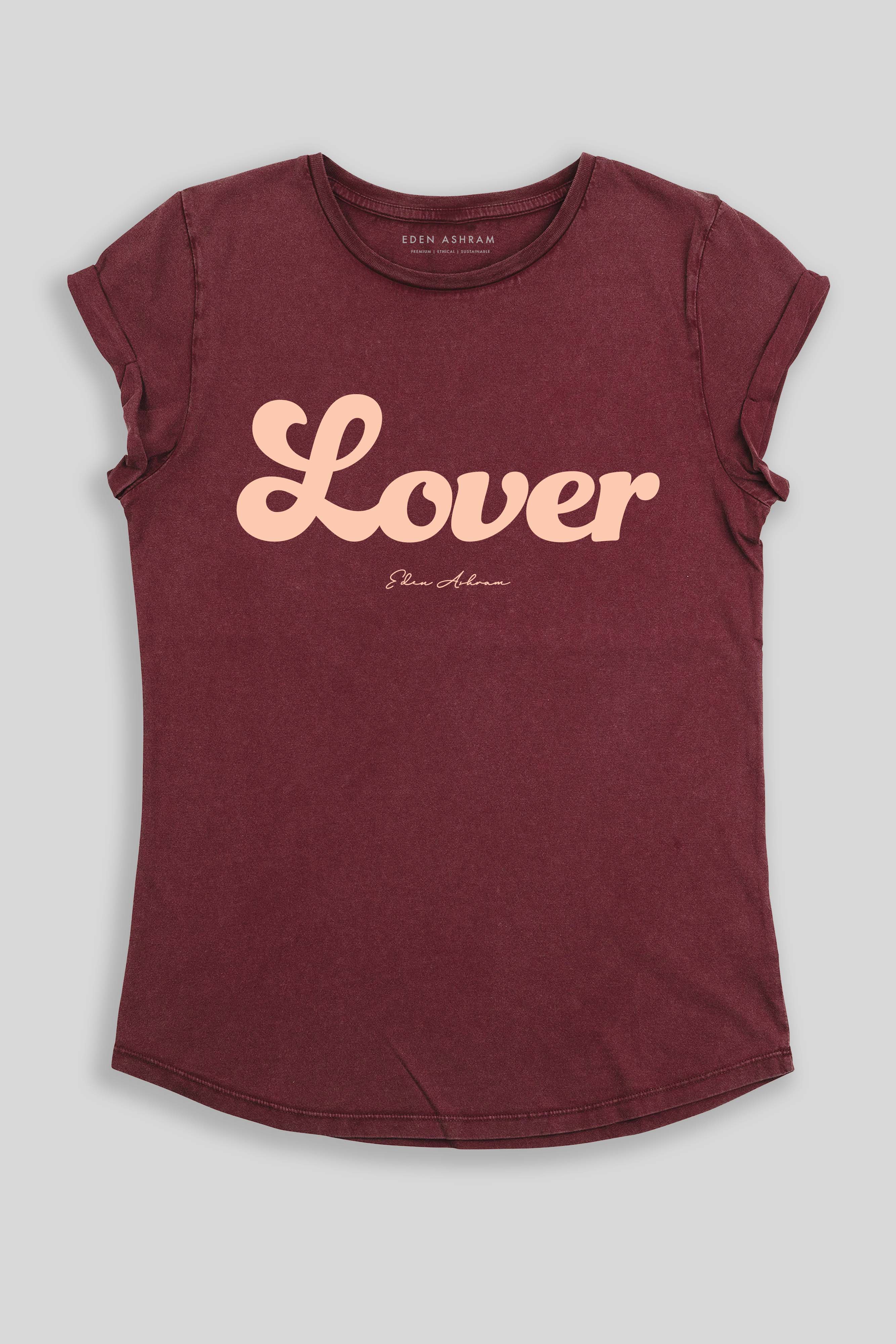 Eden Ashram Lover Premium Rolled Sleeve T-Shirt Stonewash Burgundy