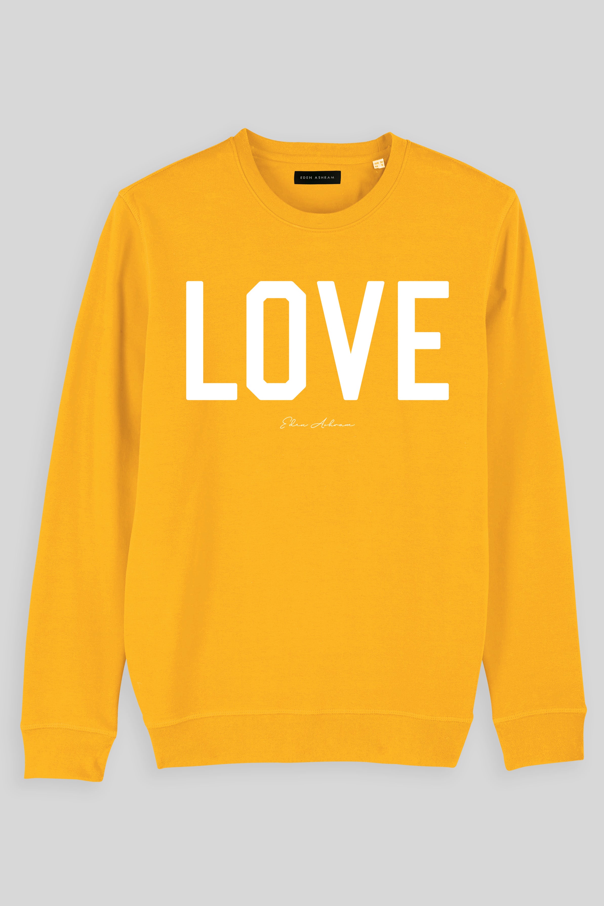 EDEN ASHRAM Love Premium Crew Neck Sweatshirt Spectra Yellow