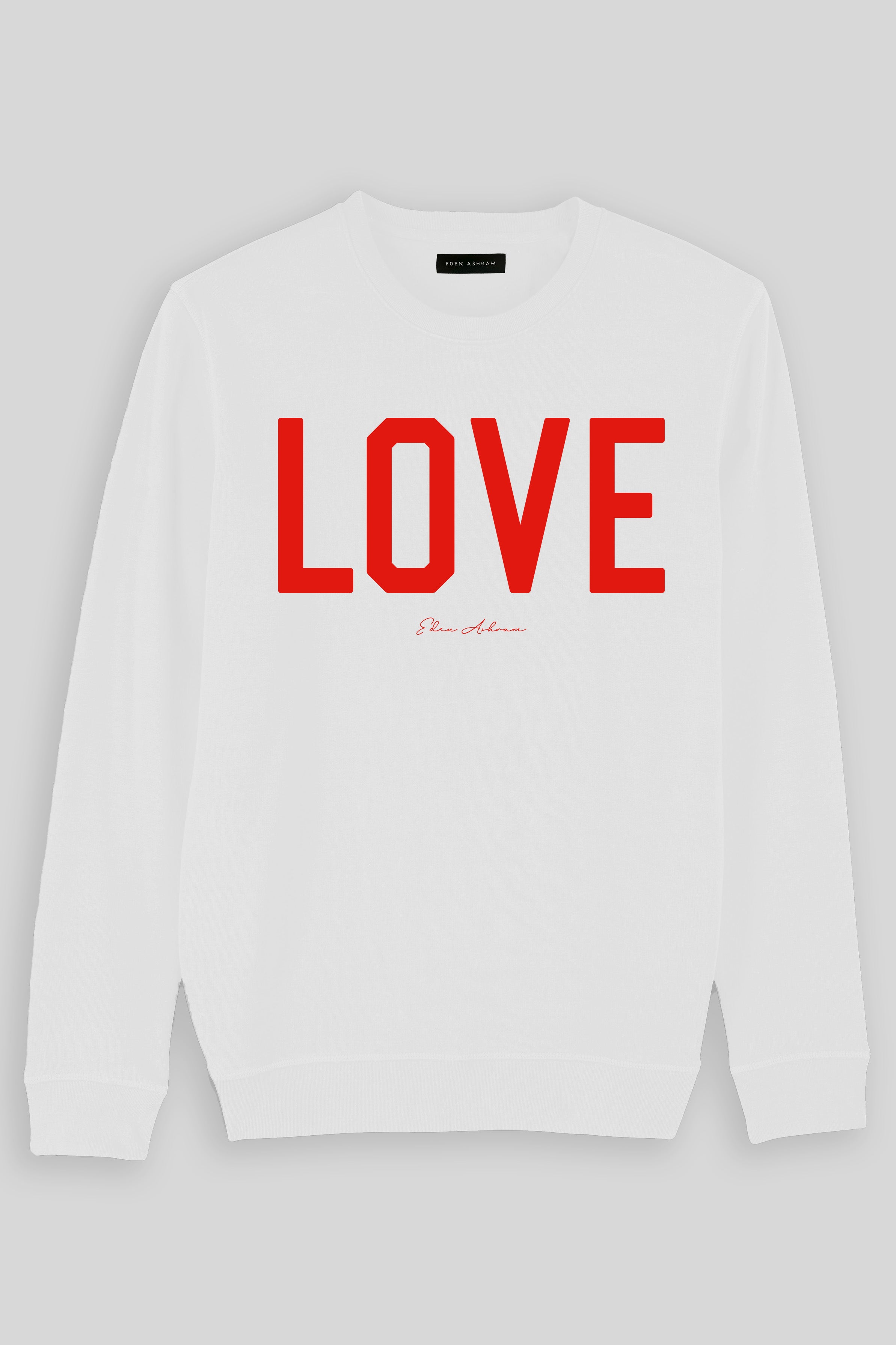 EDEN ASHRAM Love Premium Crew Neck Sweatshirt White