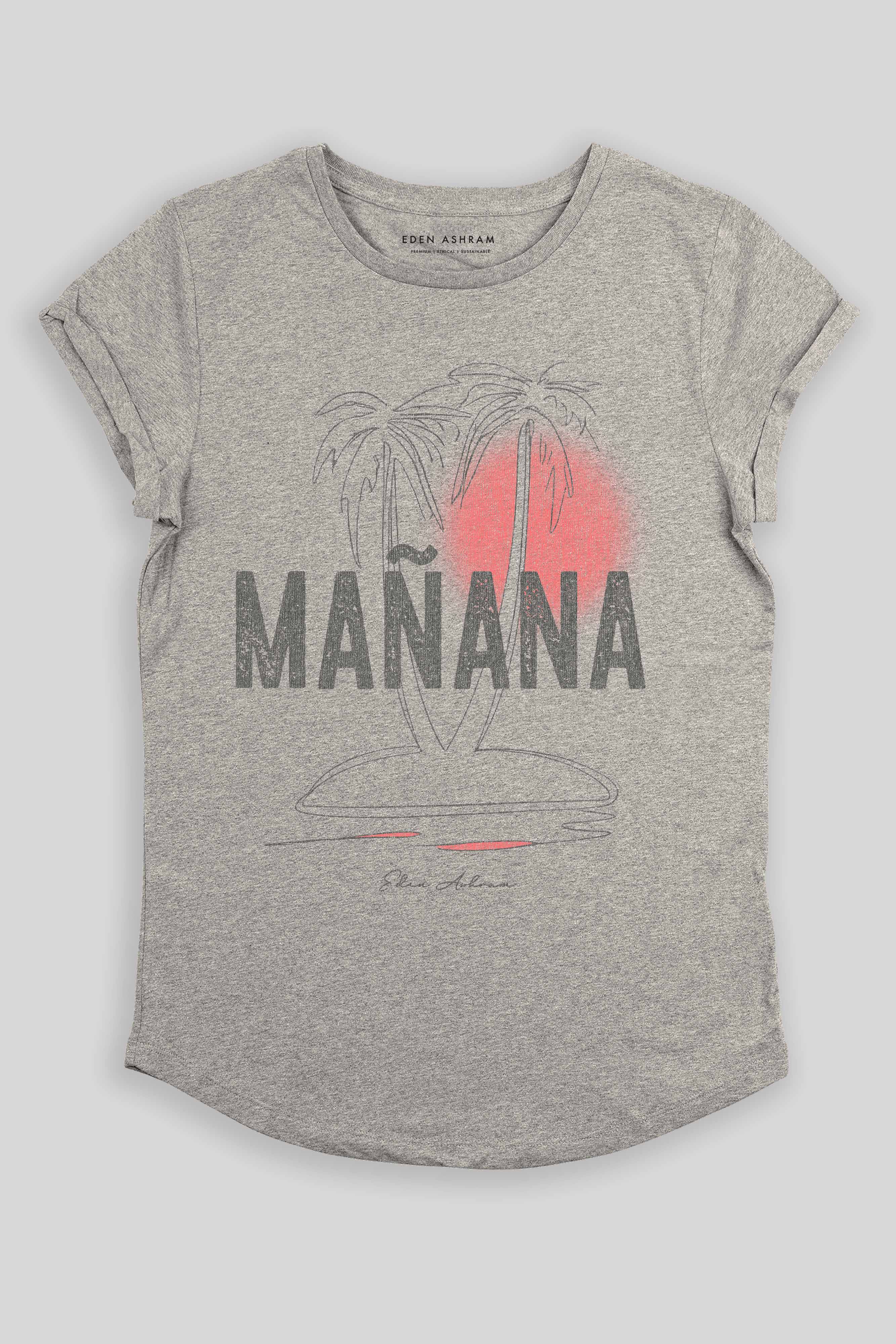 Eden Ashram Mañana Premium Rolled Sleeve T-Shirt Heather Grey