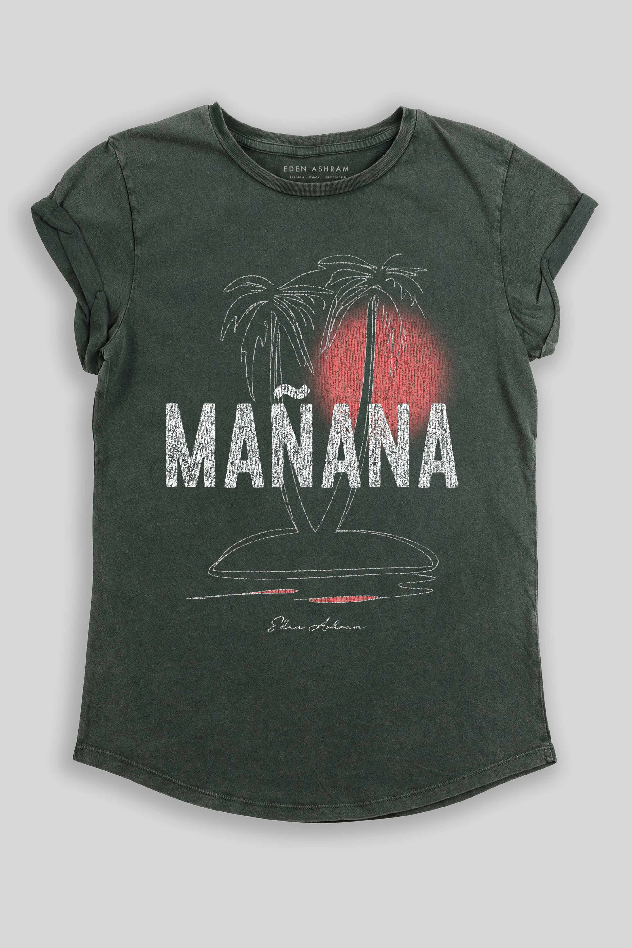 Eden Ashram Mañana Premium Rolled Sleeve T-Shirt Stonewash Green