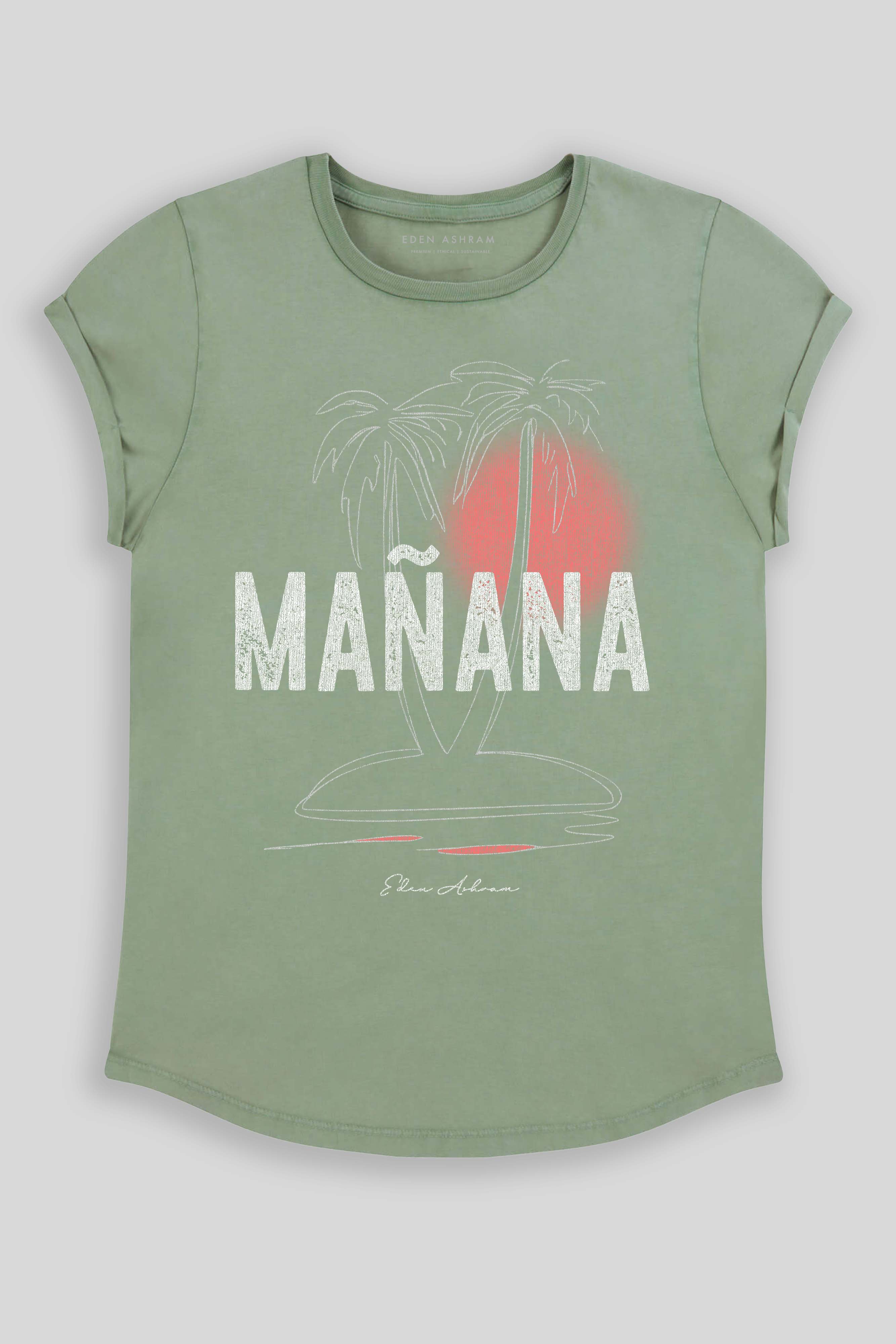 Eden Ashram Mañana Premium Rolled Sleeve T-Shirt Stonewash Sage