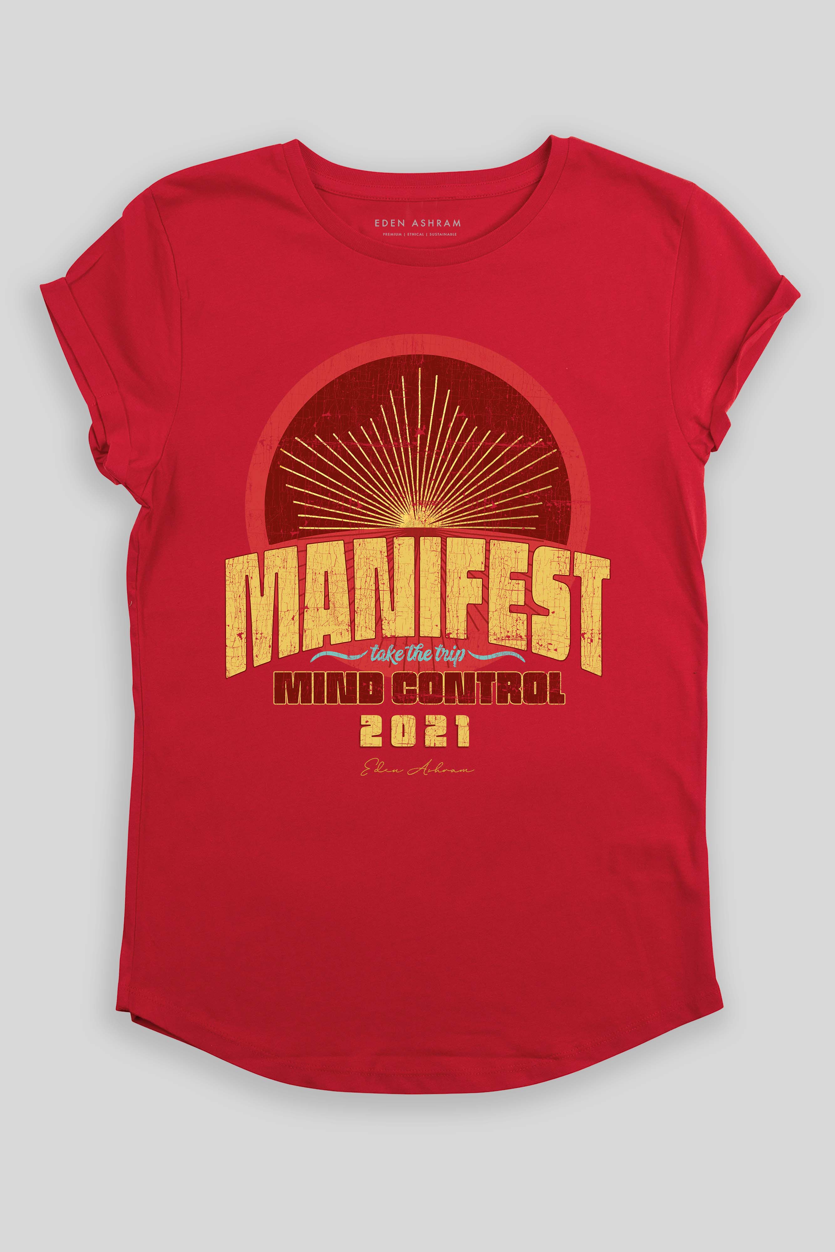 Eden Ashram Manifest Rolled Sleeve Tour T-Shirt Red