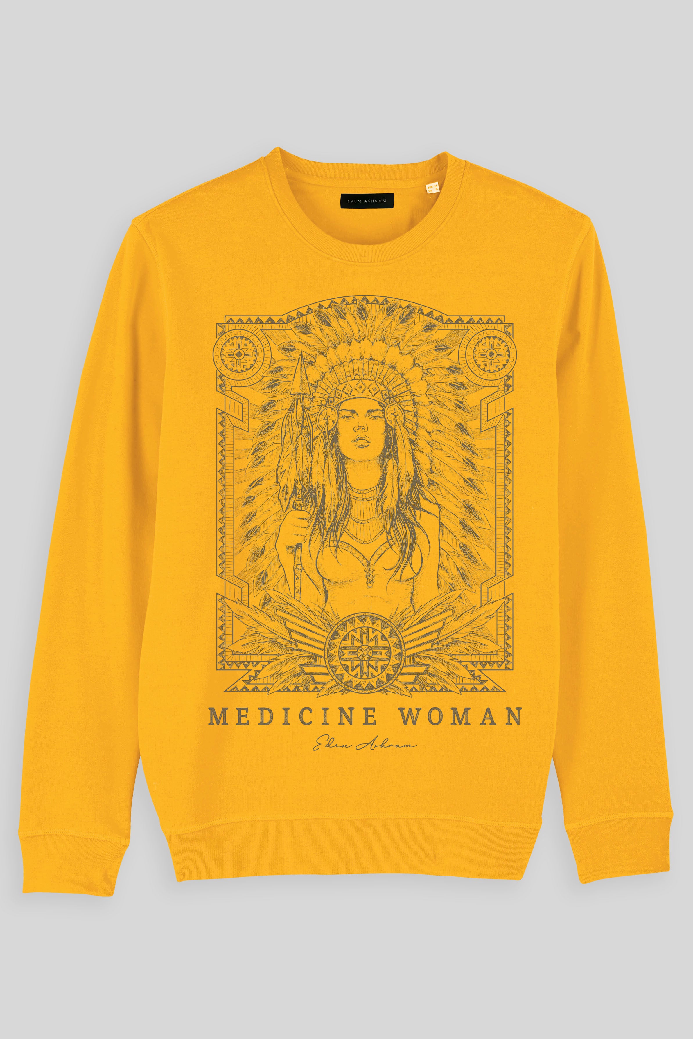 EDEN ASHRAM Medicine Woman Premium Crew Neck Sweatshirt Spectra Yellow