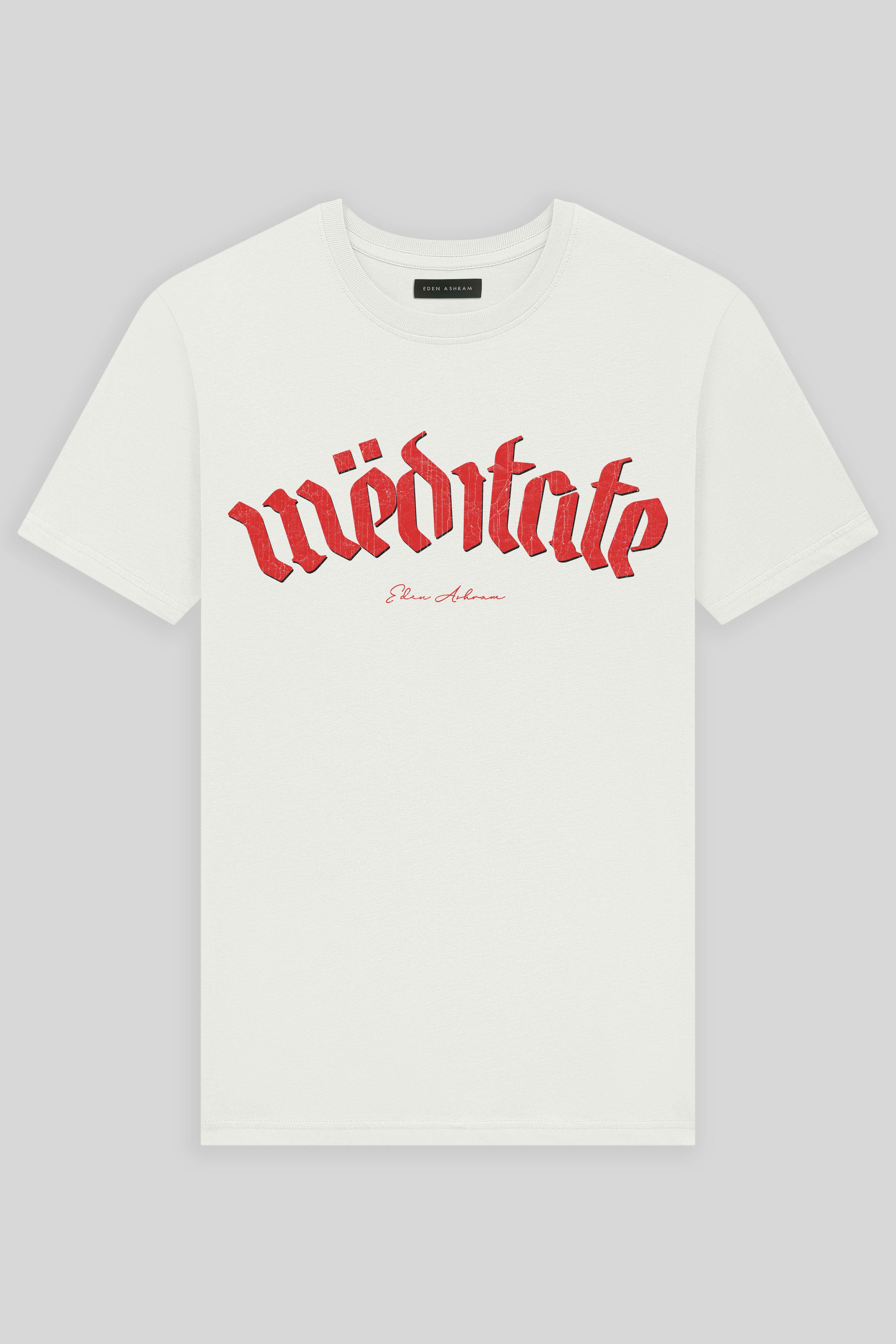 Eden Ashram Meditate Premium Classic T-Shirt Stonewash White