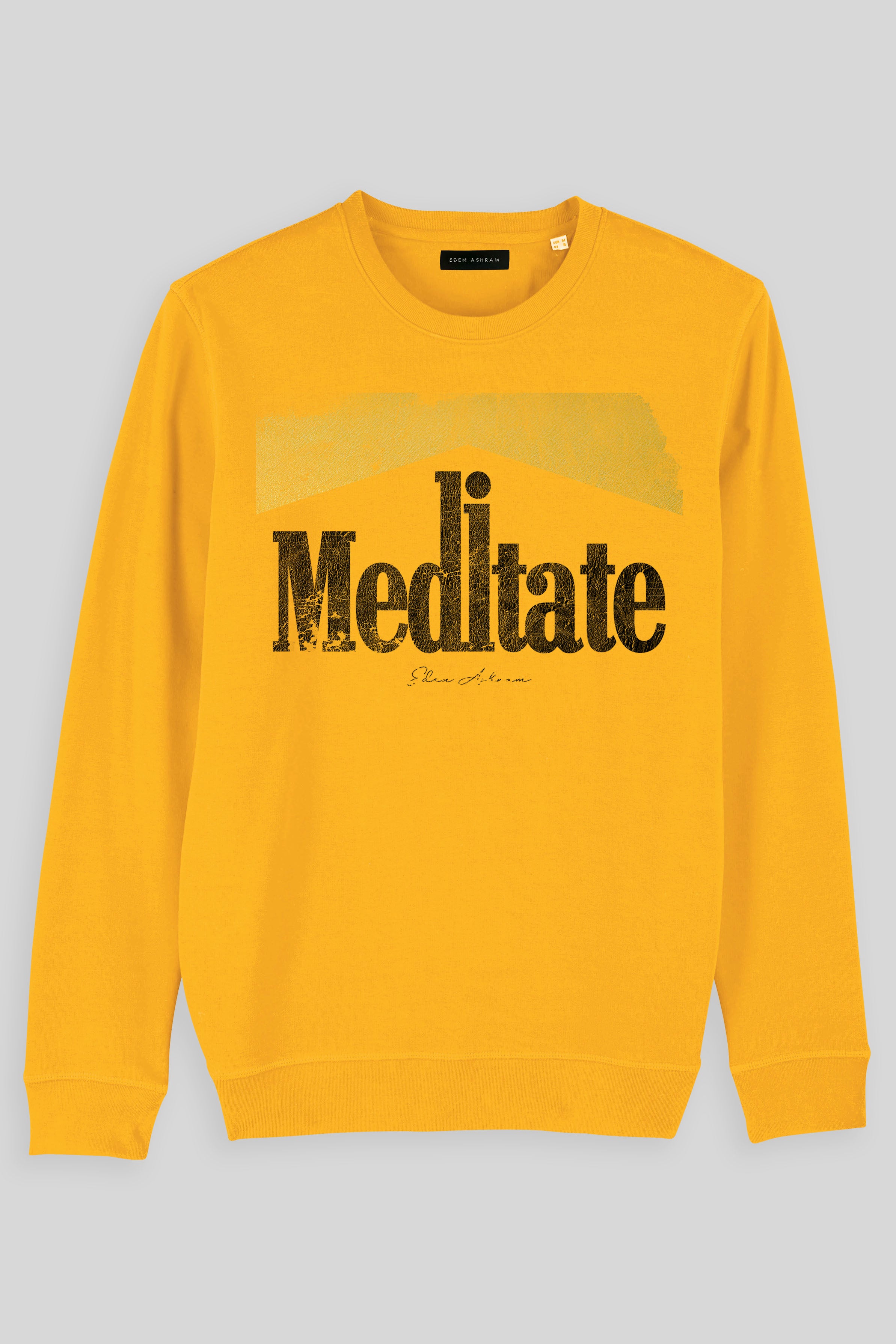 Eden Ashram Meditate 2.0 Premium Crew Neck Sweatshirt Spectra Yellow | Gold