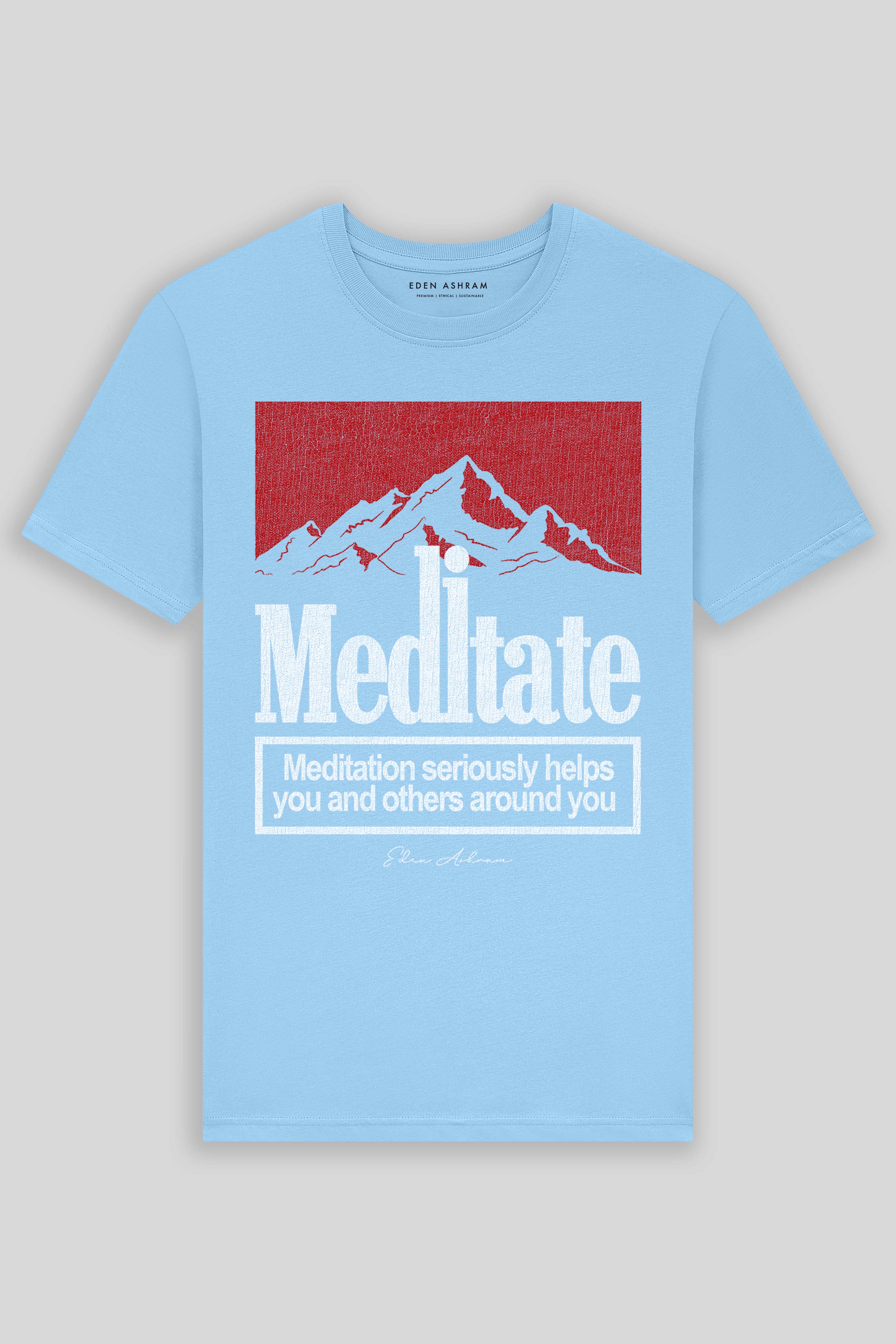 Eden Ashram Mediate Premium Classic T-Shirt Blue Sol