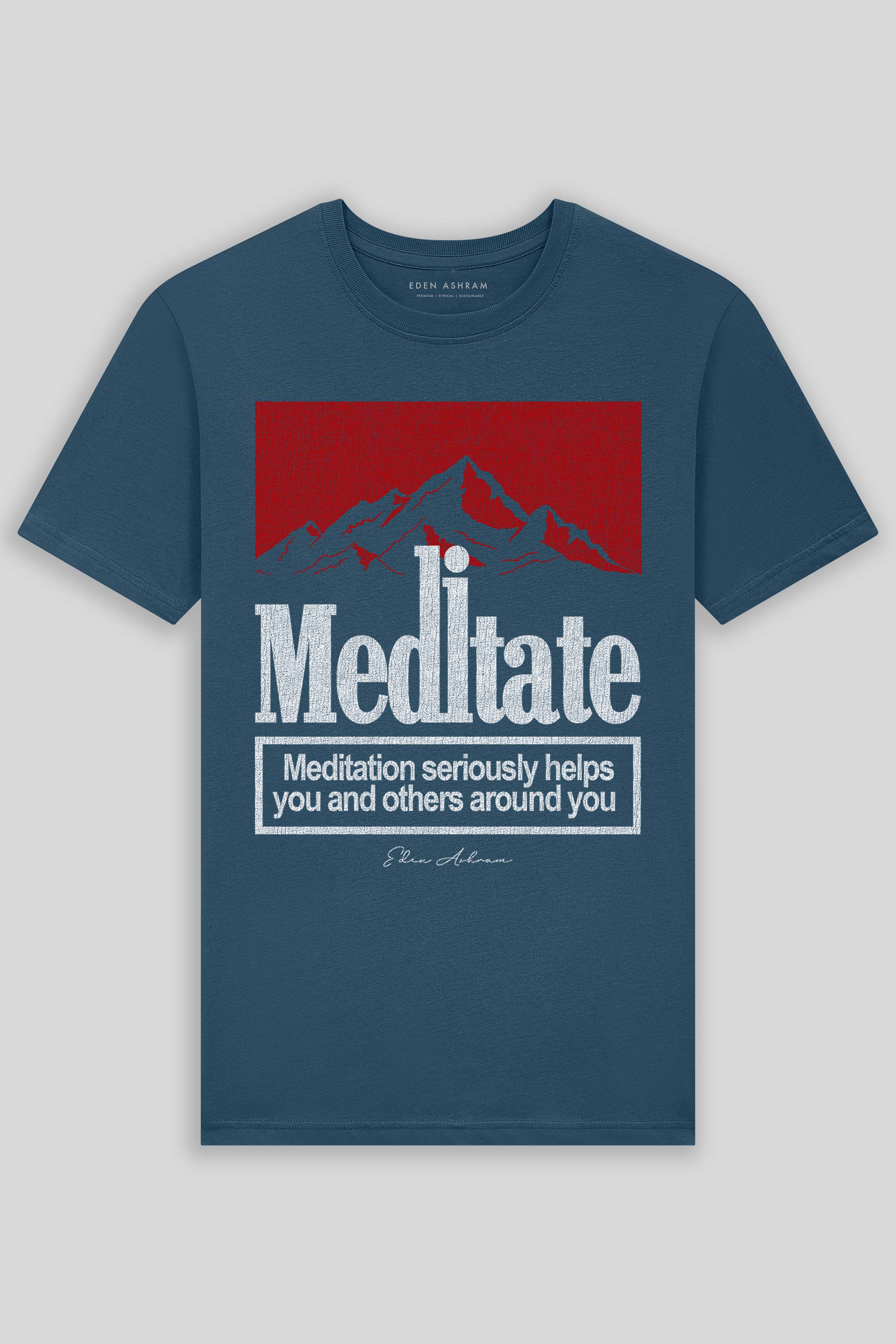 Eden Ashram Mediate Premium Classic T-Shirt Stonewash Denim