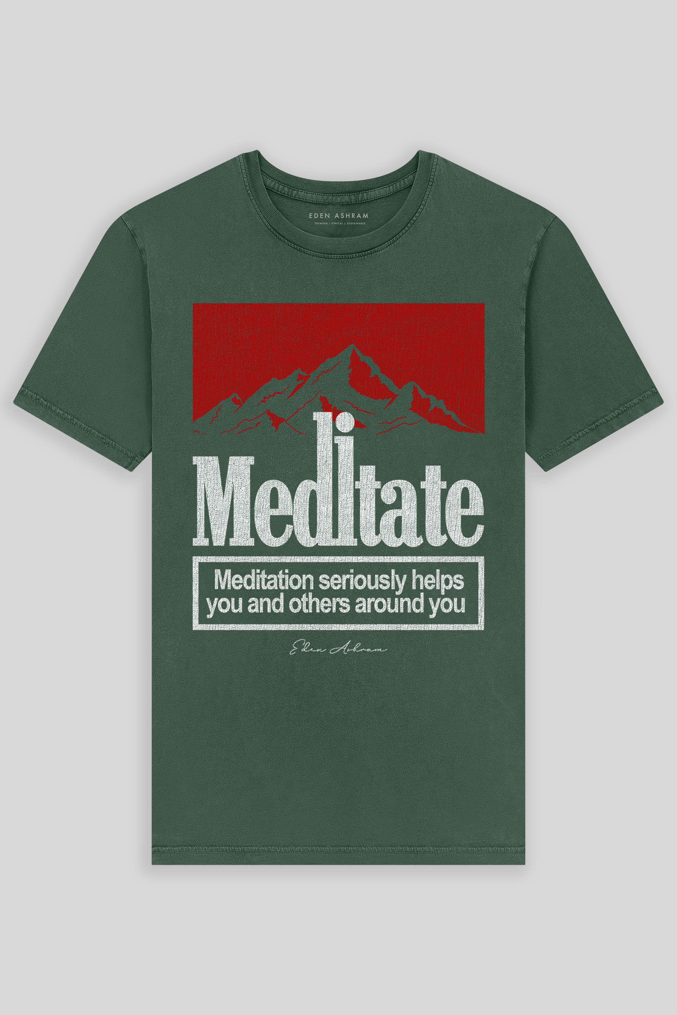 Eden Ashram Mediate Premium Classic T-Shirt Stonewash Green