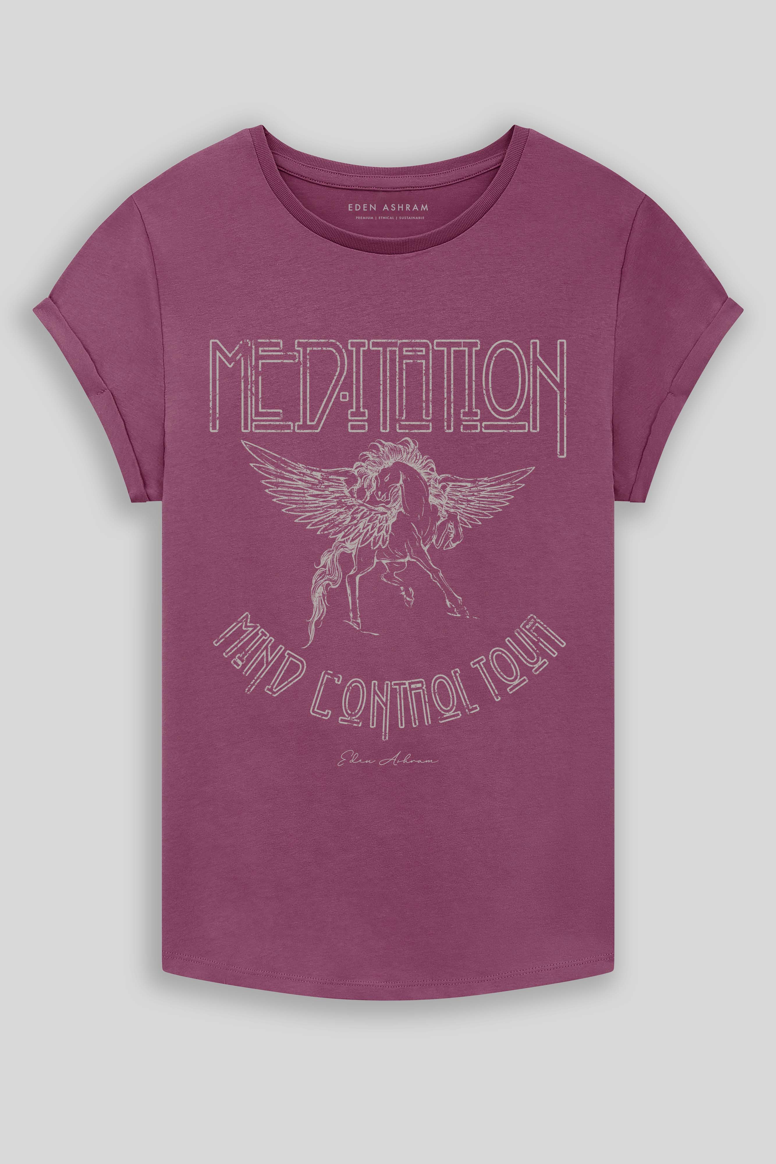 Eden Ashram Meditation Tour T-Shirt Faded Burgundy