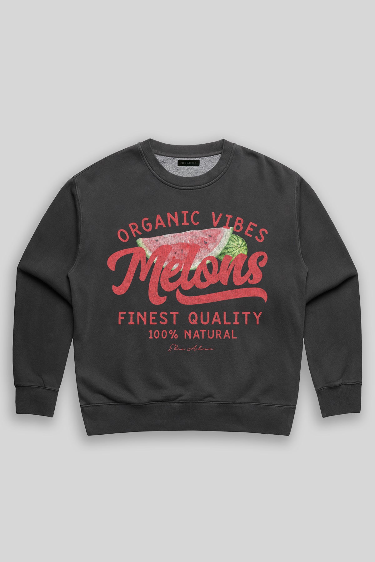 Eden Ashram Melons Premium Faded Sweatshirt Faded Black